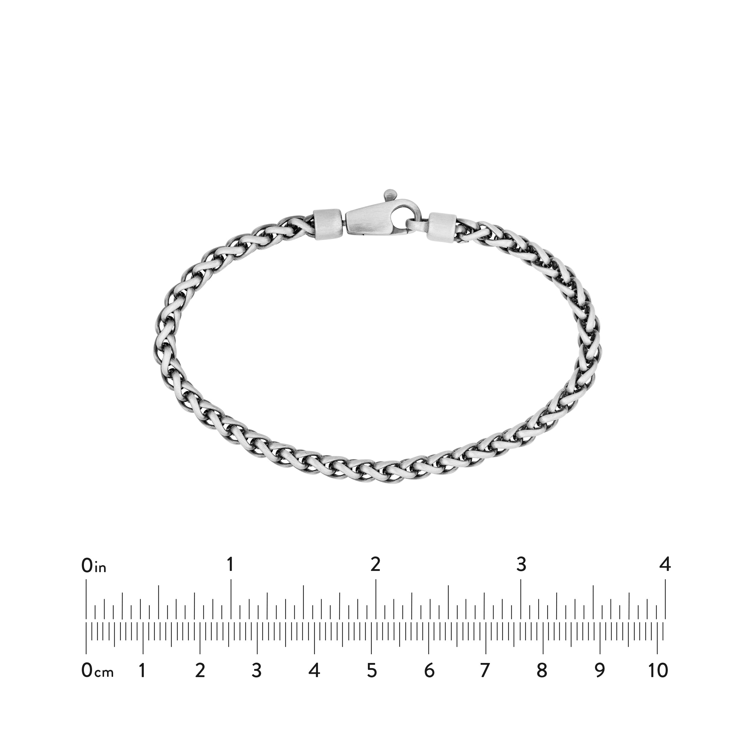 Sterling Silver 4.30mm Half Round Spiga Chain Bracelet (Gunmetal)