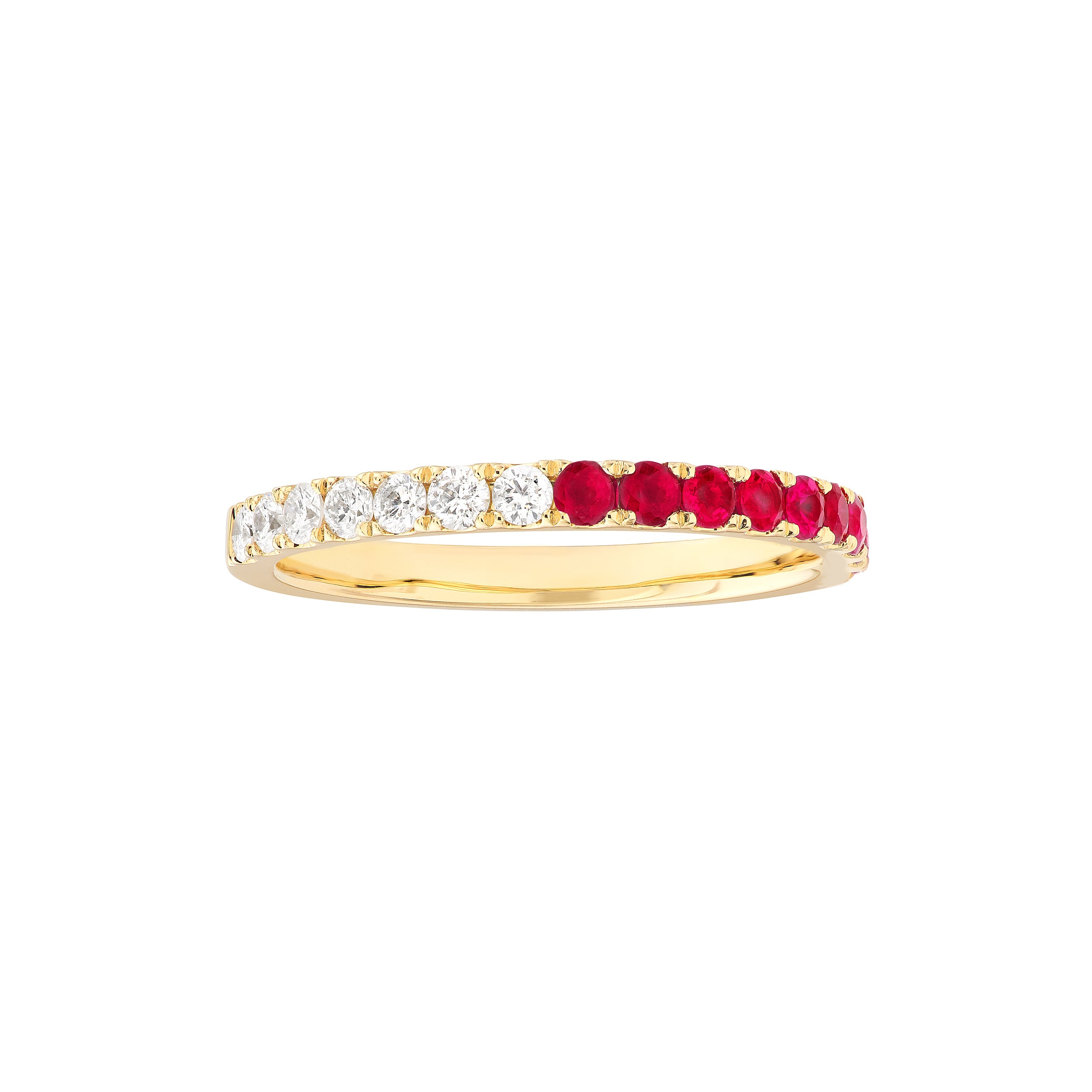 14K Yellow Gold Ruby & Diamond Stackable Band