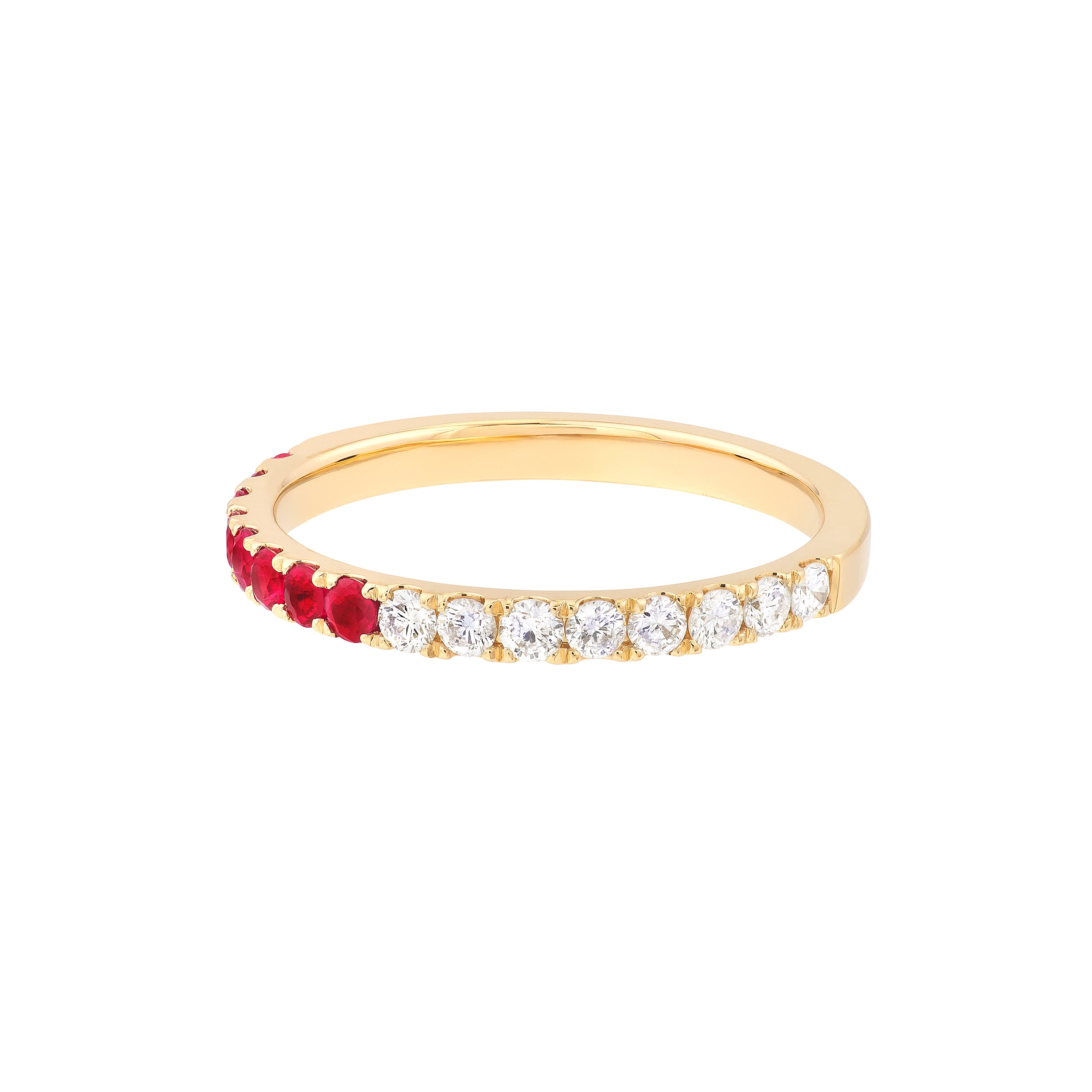 14K Yellow Gold Ruby & Diamond Stackable Band