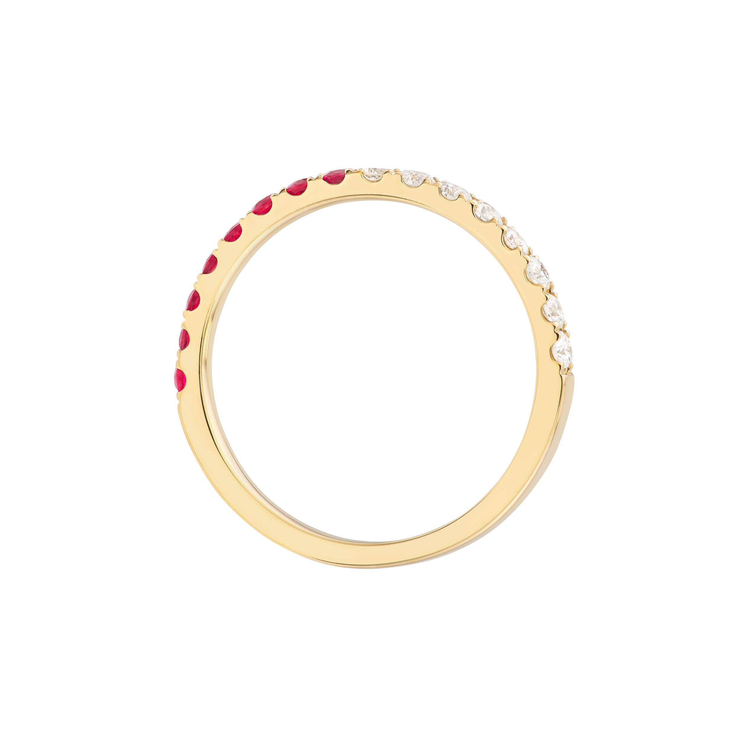 14K Yellow Gold Ruby & Diamond Stackable Band