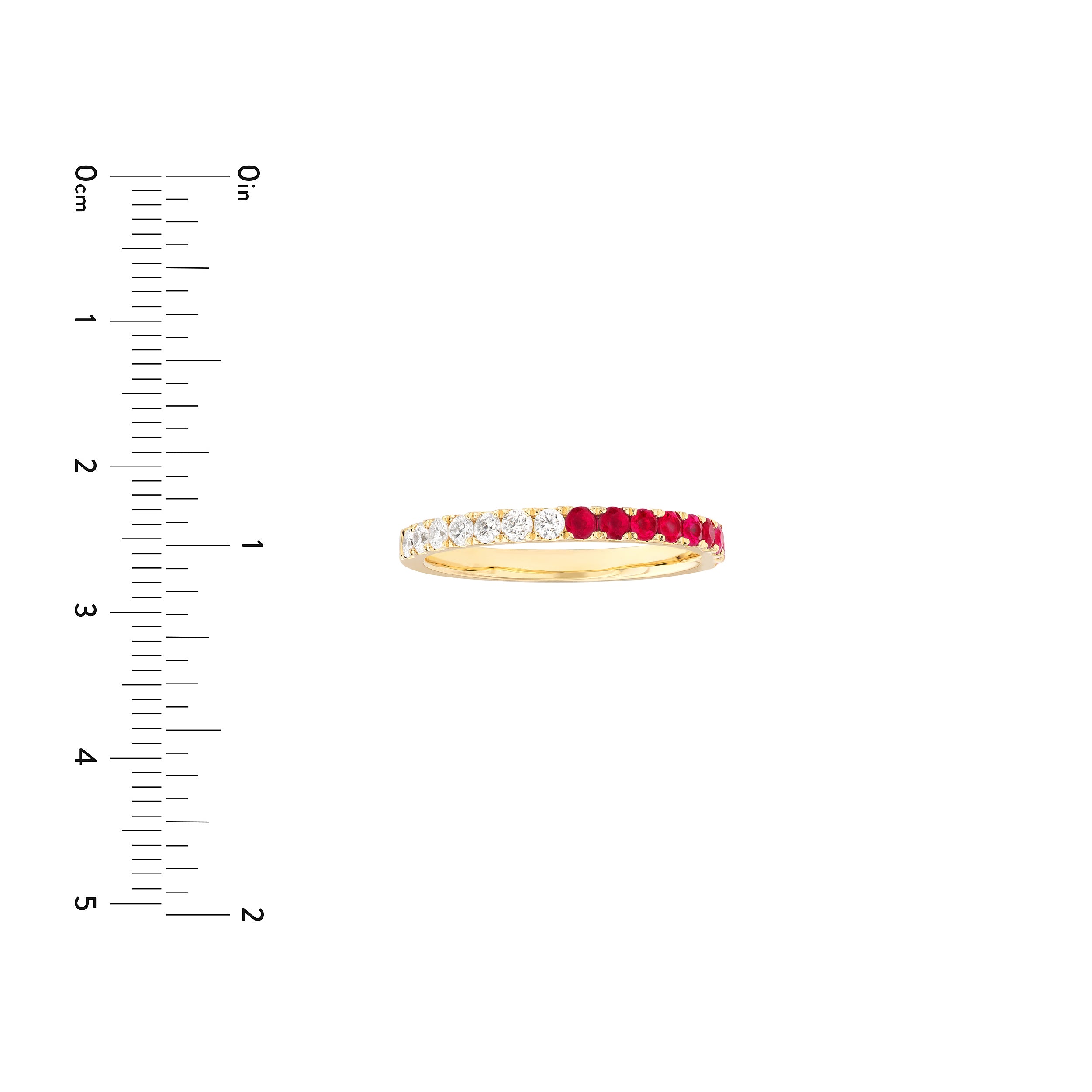 14K Yellow Gold Ruby & Diamond Stackable Band