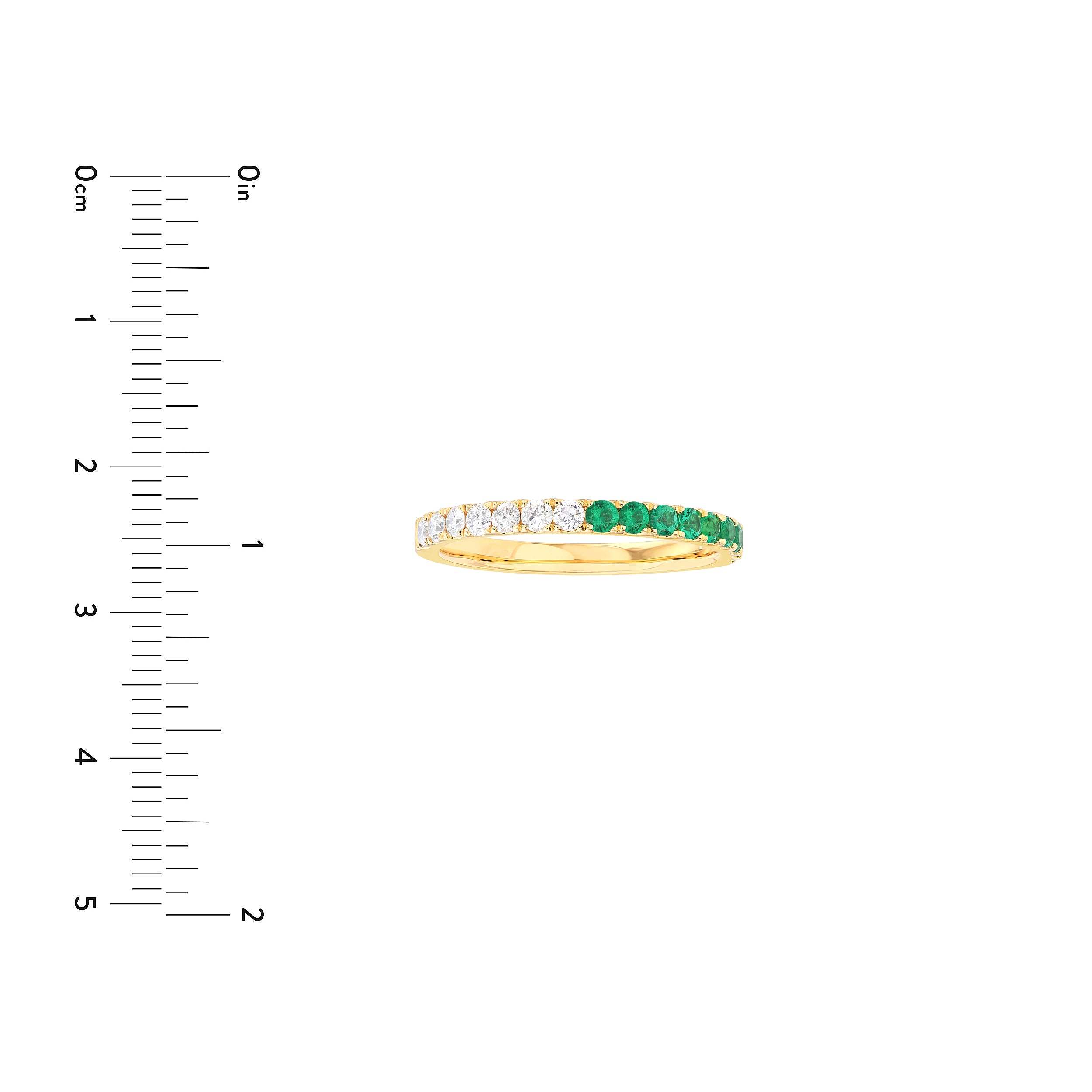 14K Yellow Gold Emerald & Diamond Stackable Band
