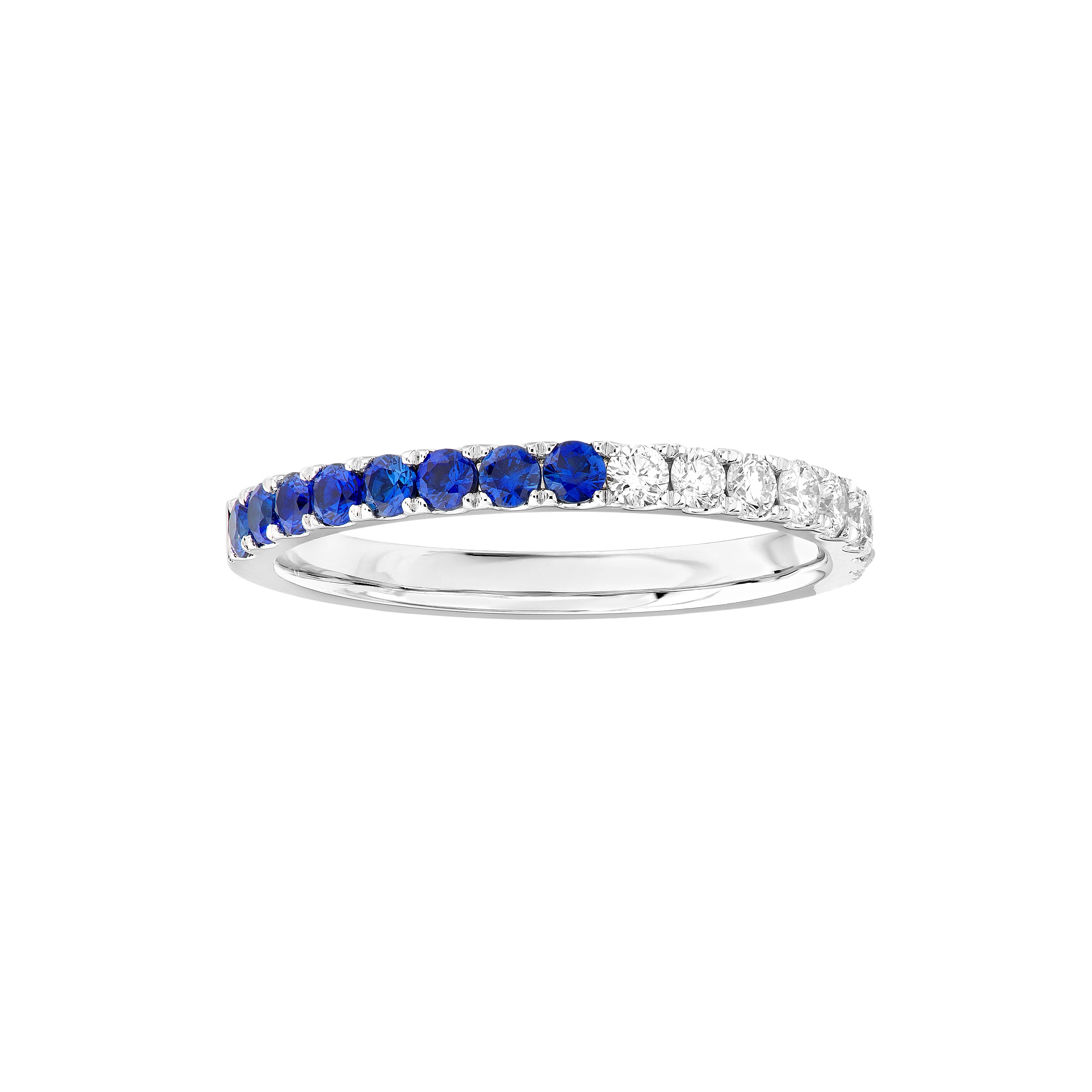 14K White Gold Sapphire & Diamond Stackable Band