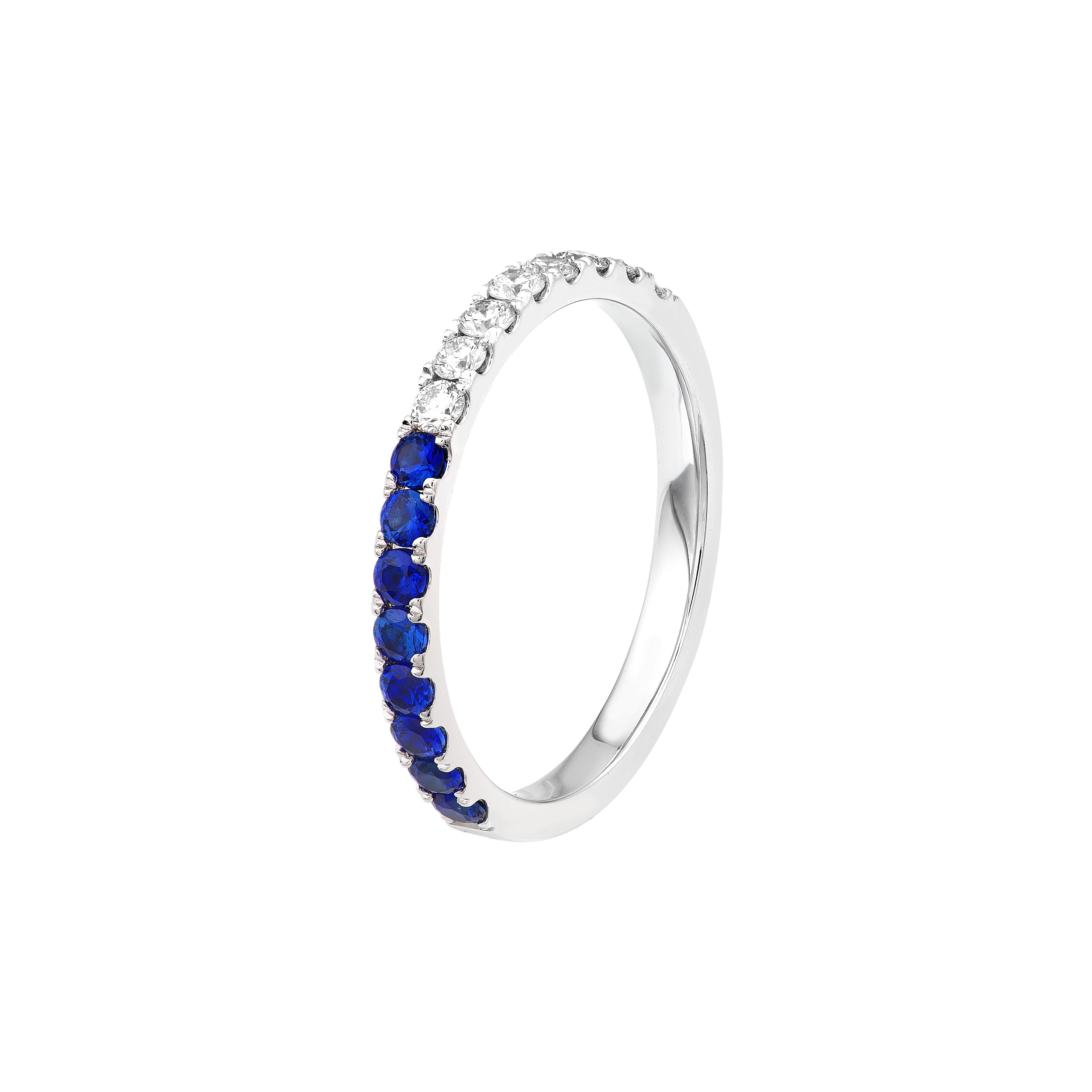 14K White Gold Sapphire & Diamond Stackable Band
