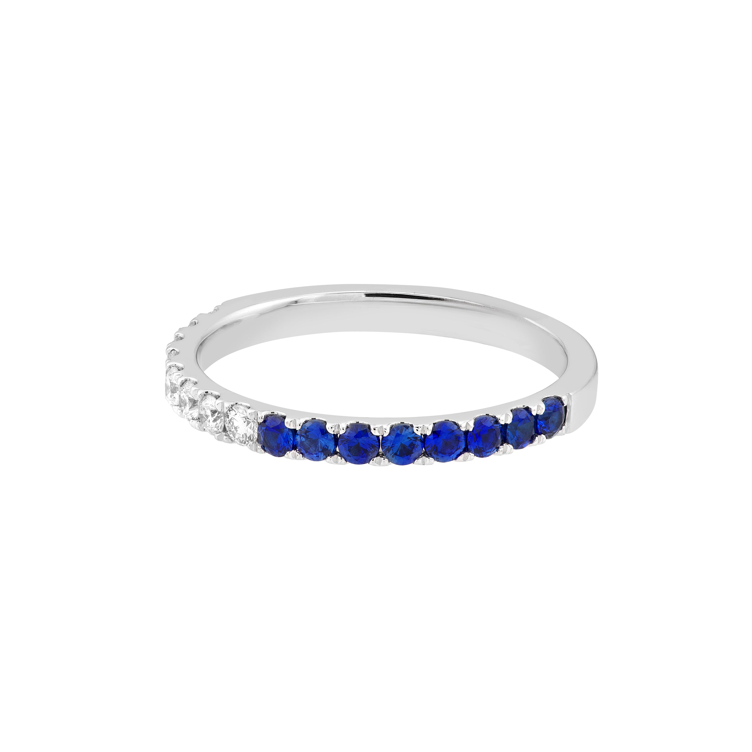 14K White Gold Sapphire & Diamond Stackable Band