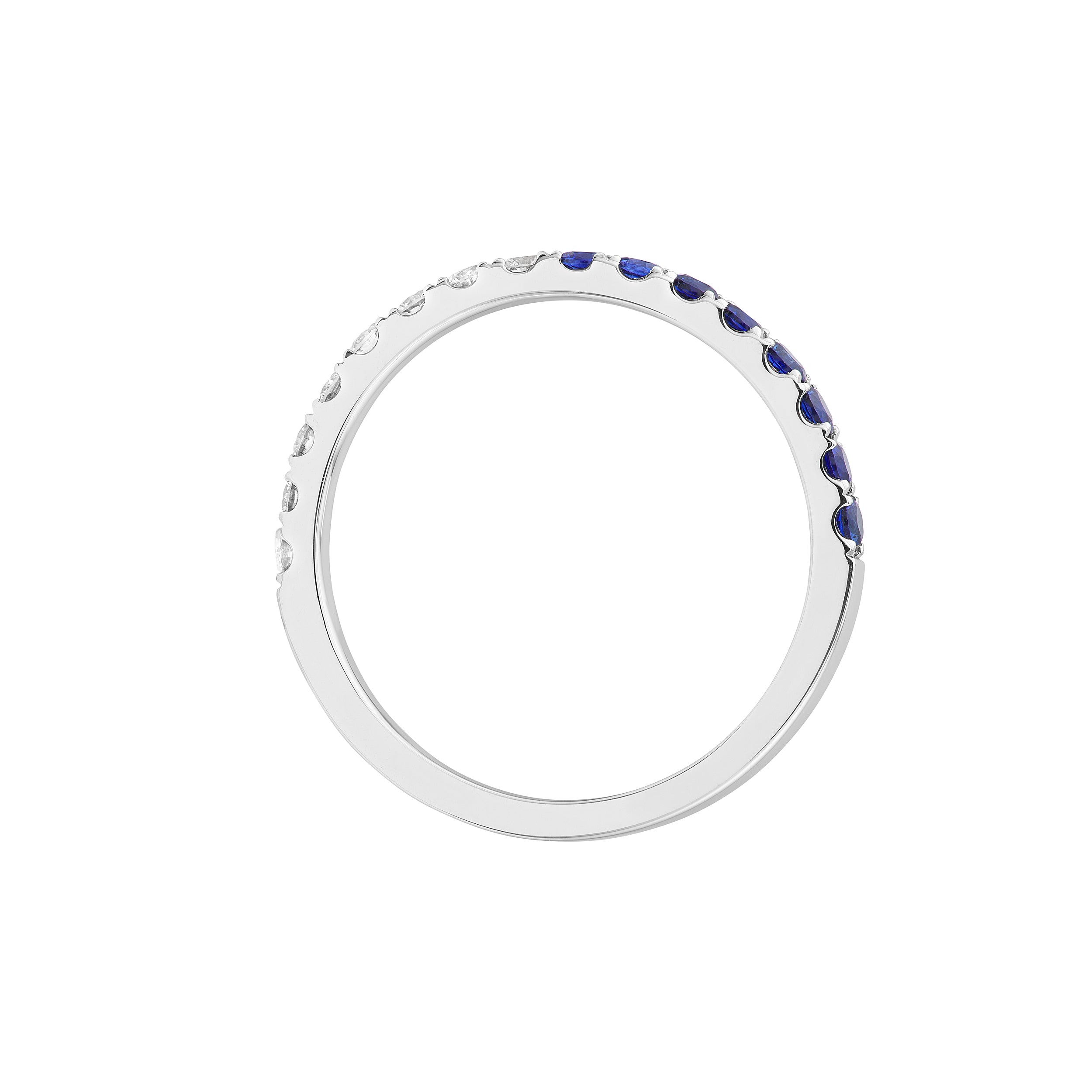 14K White Gold Sapphire & Diamond Stackable Band