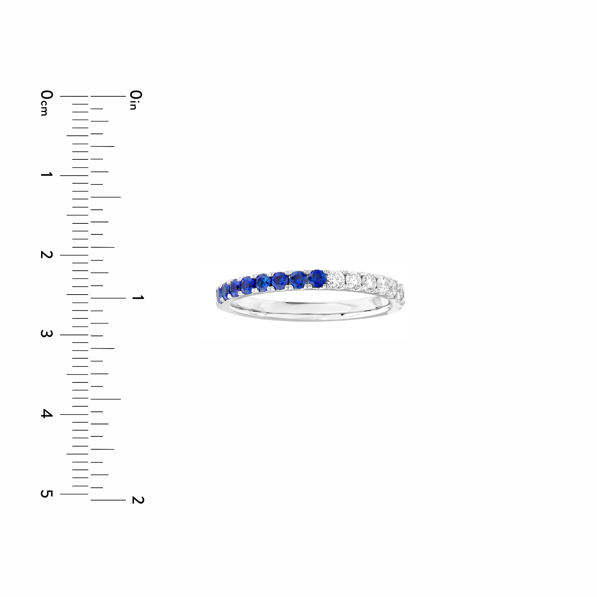 14K White Gold Sapphire & Diamond Stackable Band
