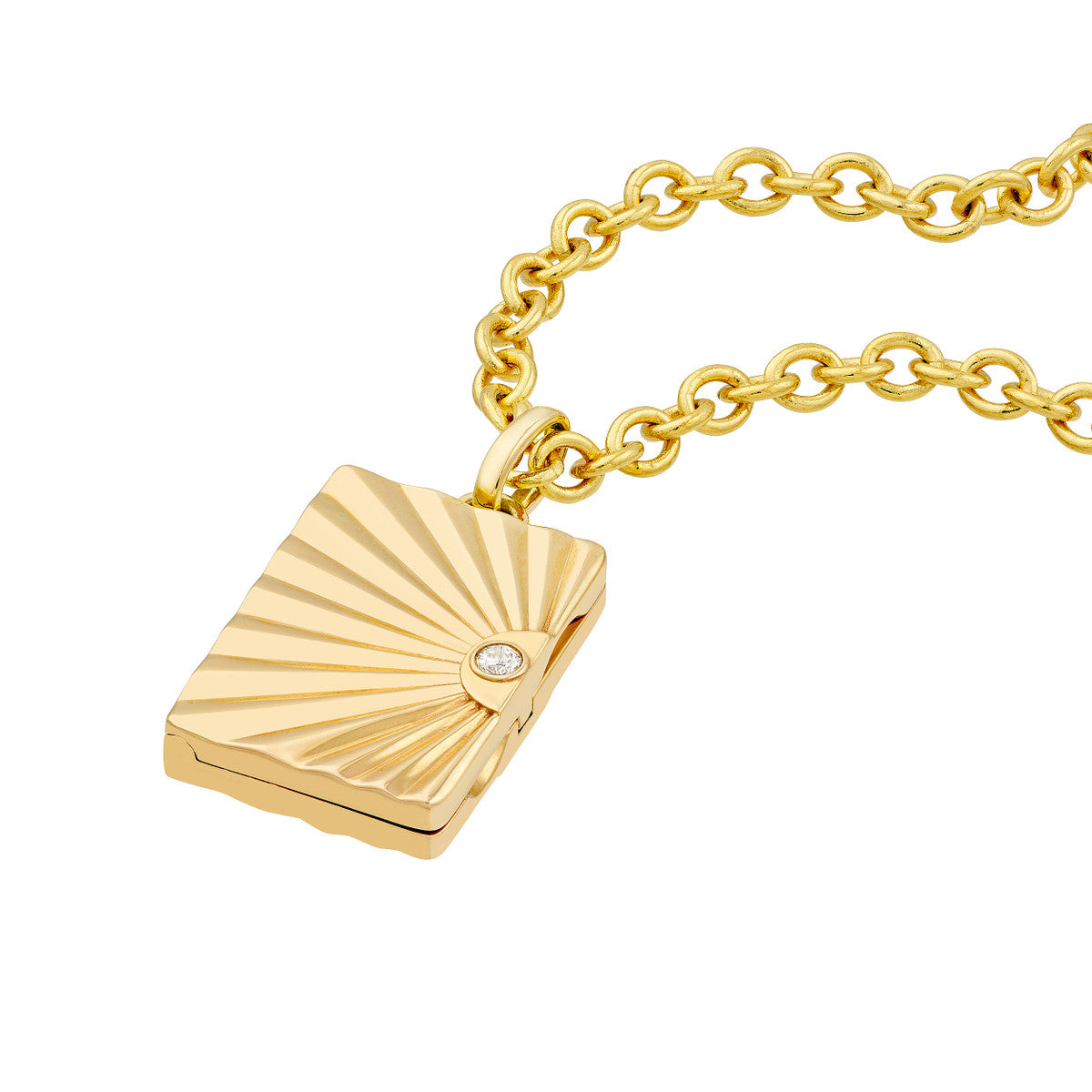 14K Yellow Gold 3pt Diamond Vertical Radiant Locket