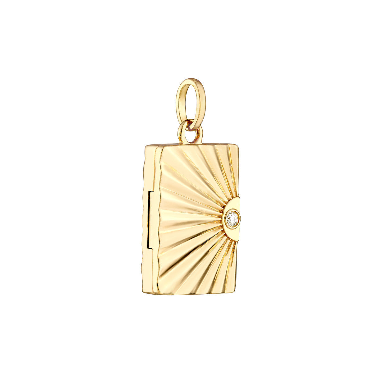 14K Yellow Gold 3pt Diamond Vertical Radiant Locket