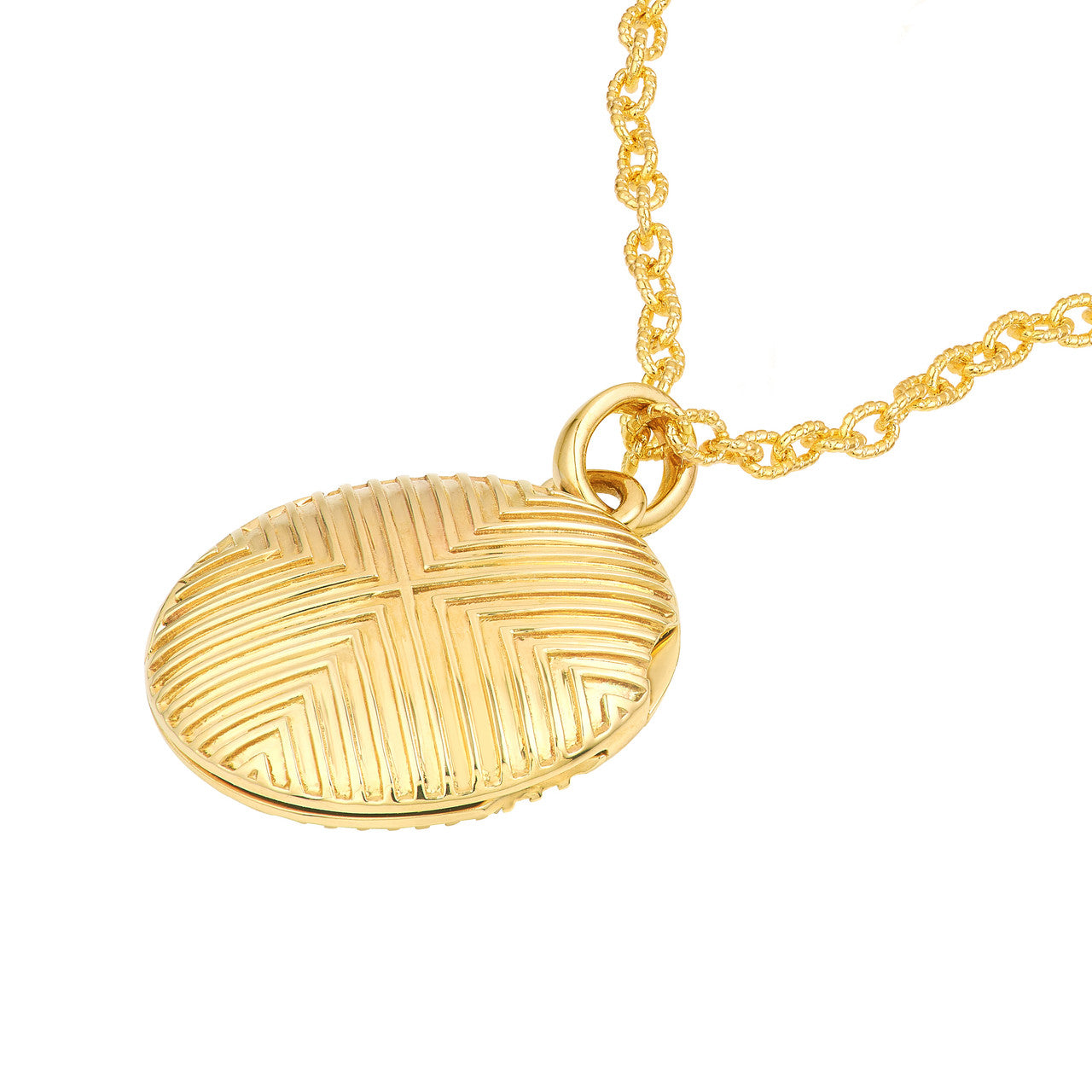 14K Yellow Gold Textured Circle Locket