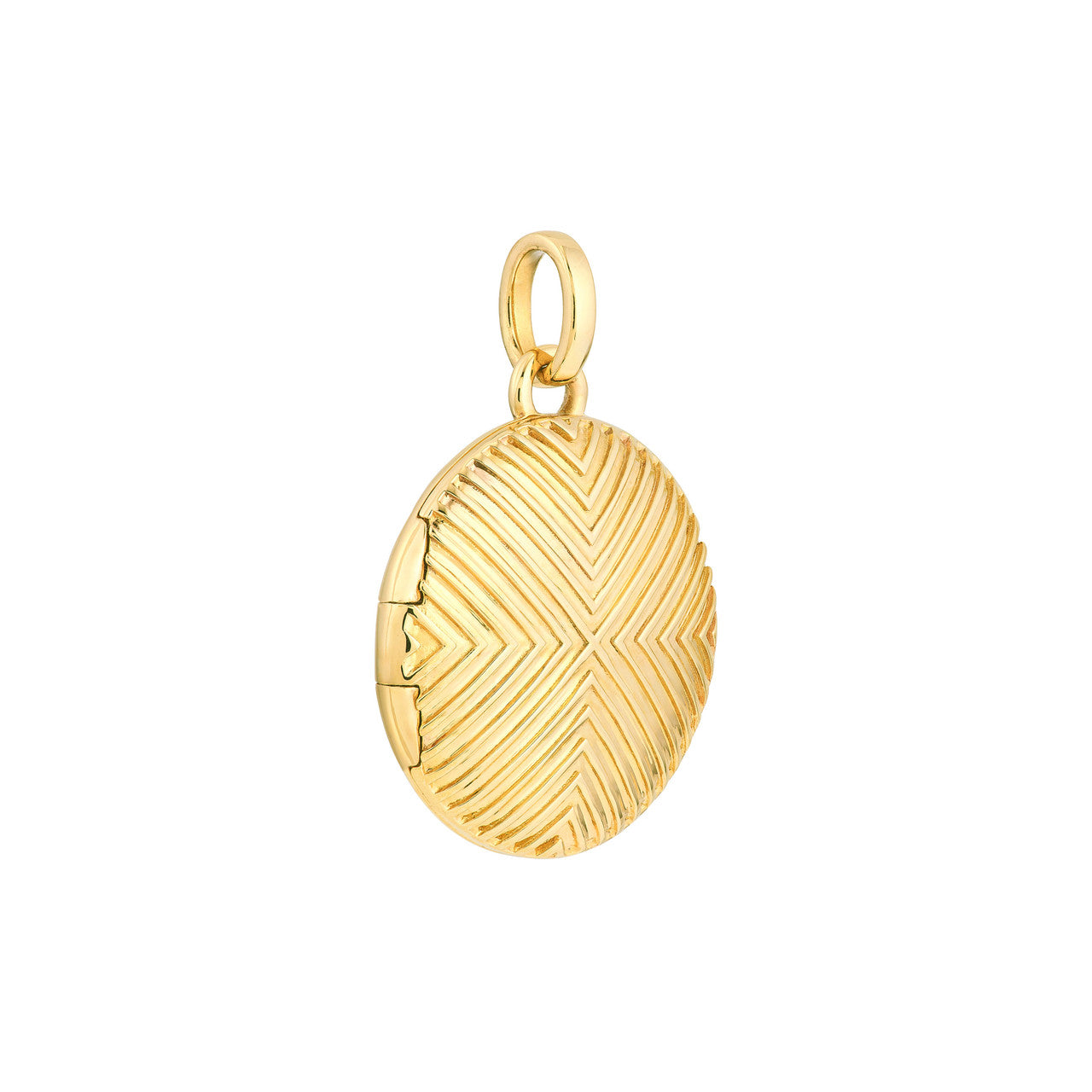 14K Yellow Gold Textured Circle Locket