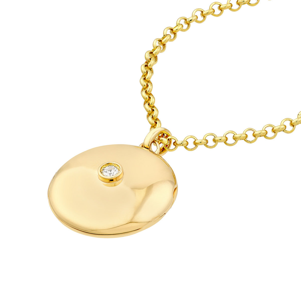 14K Yellow Gold Diamond Round Locket (1/10tcw)