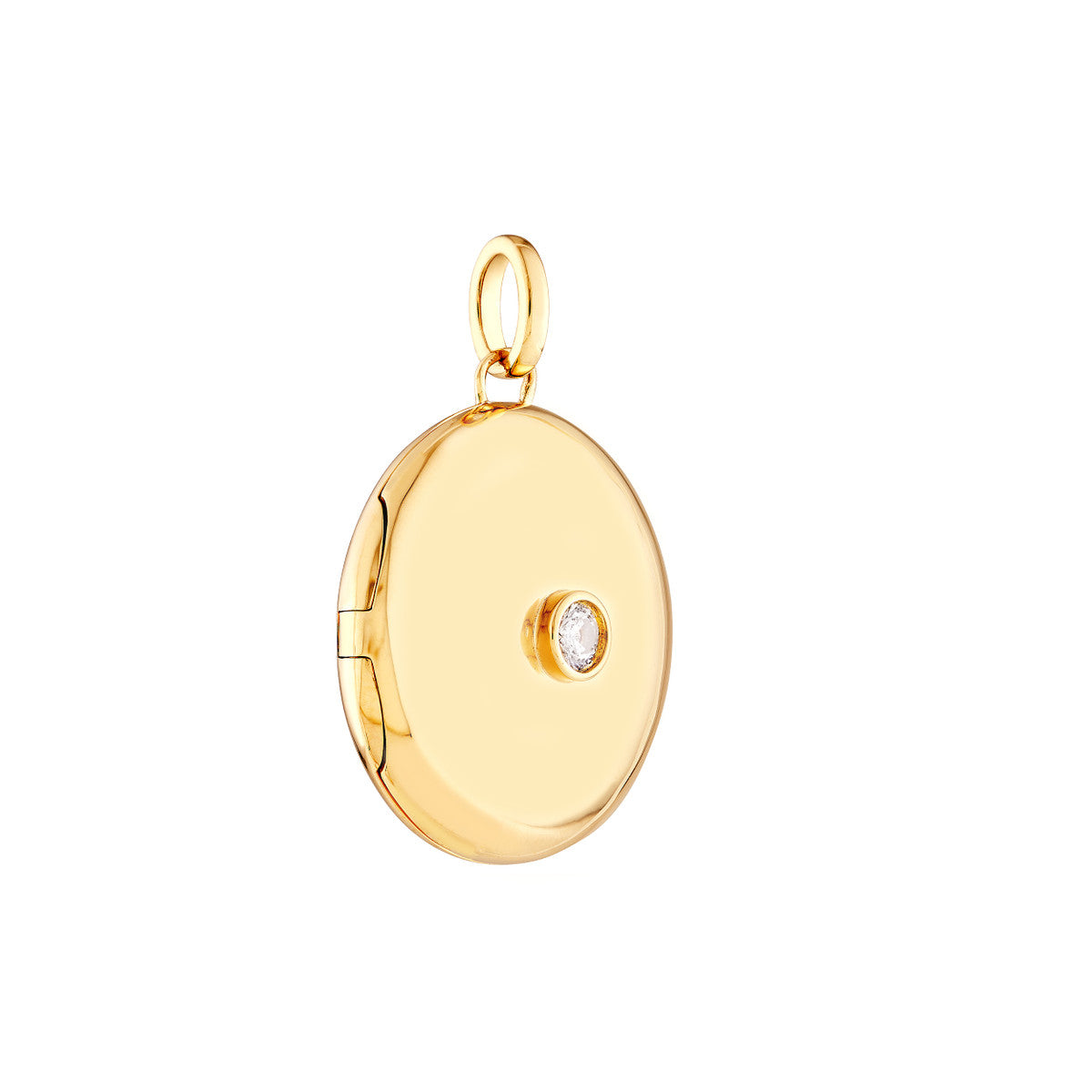 14K Yellow Gold Diamond Round Locket (1/10tcw)