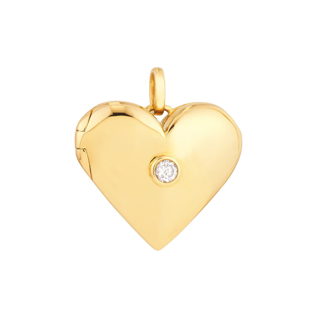 14K Yellow Gold Diamond Puff Heart Locket (1/10tcw)