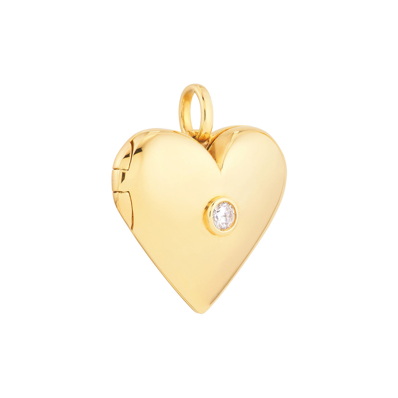 14K Yellow Gold Diamond Puff Heart Locket (1/10tcw)