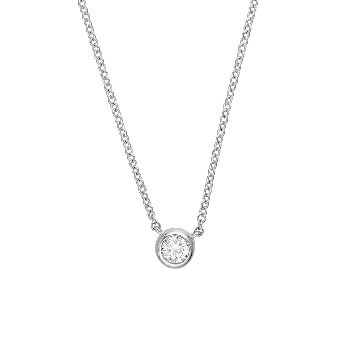 14K Gold Bezel Set Round Diamond Necklace (1/10tcw) Birmingham Jewelry Necklace Birmingham Jewelry 