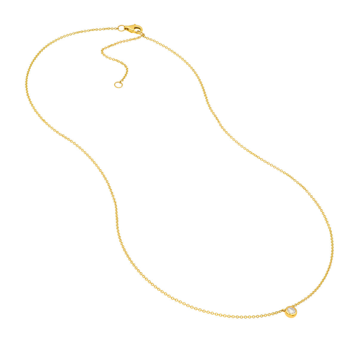 14K Gold Bezel Set Round Diamond Necklace (1/10tcw) Birmingham Jewelry Necklace Birmingham Jewelry 