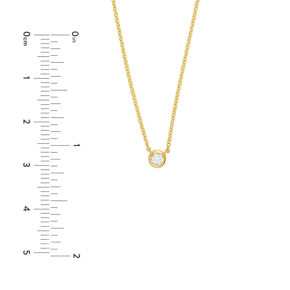 14K Gold Bezel Set Round Diamond Necklace (1/10tcw) Birmingham Jewelry Necklace Birmingham Jewelry 
