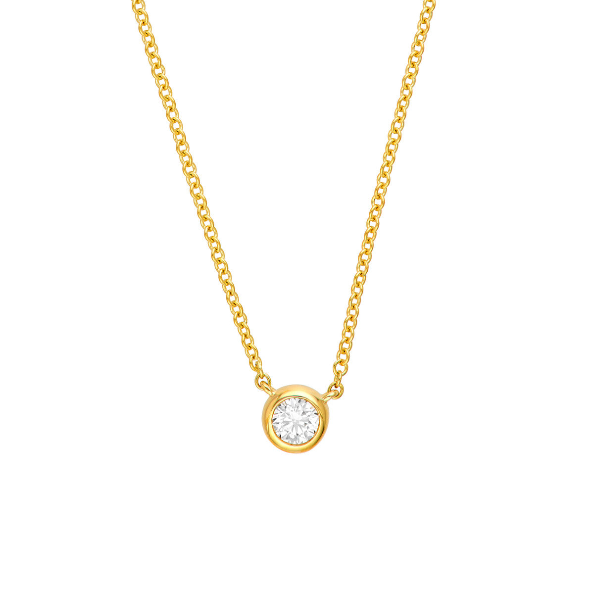 14K Gold Bezel Set Round Diamond Necklace (1/10tcw) Birmingham Jewelry Necklace Birmingham Jewelry 