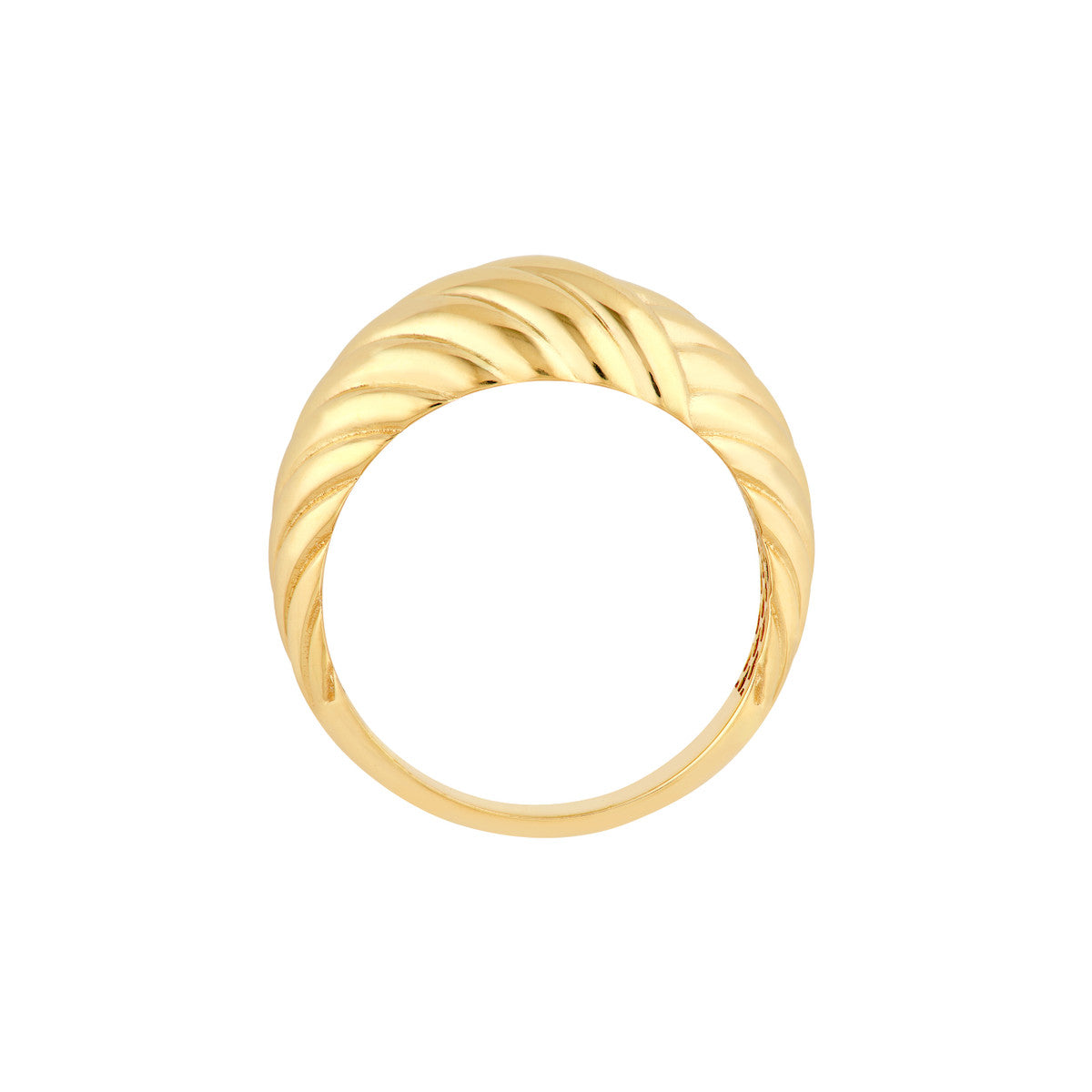 14K Yellow Gold Two-Way Textured Dome Ring