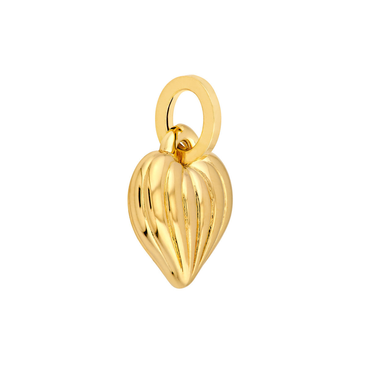 14K Yellow Gold Puffy Fluted Heart Pendant