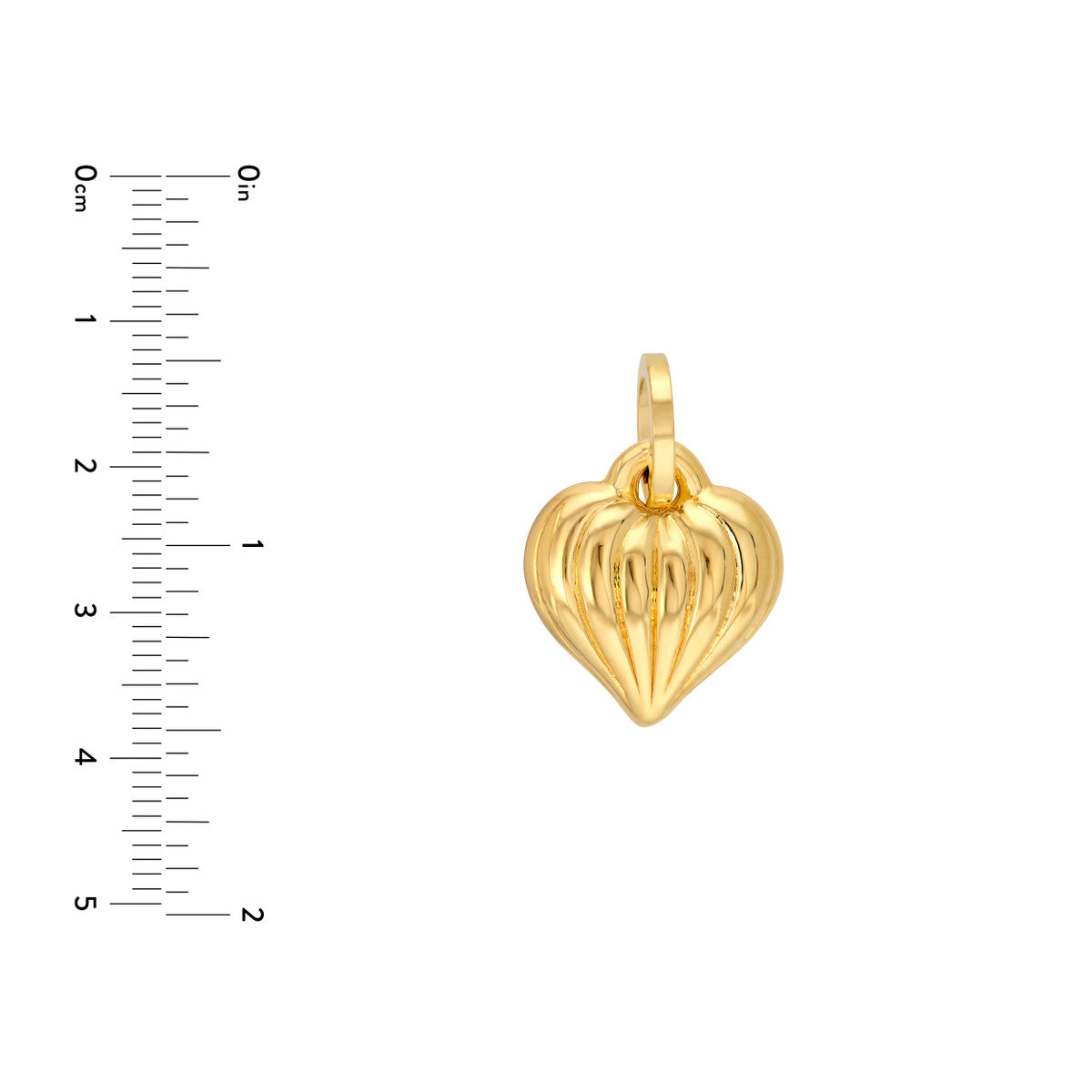 14K Yellow Gold Puffy Fluted Heart Pendant
