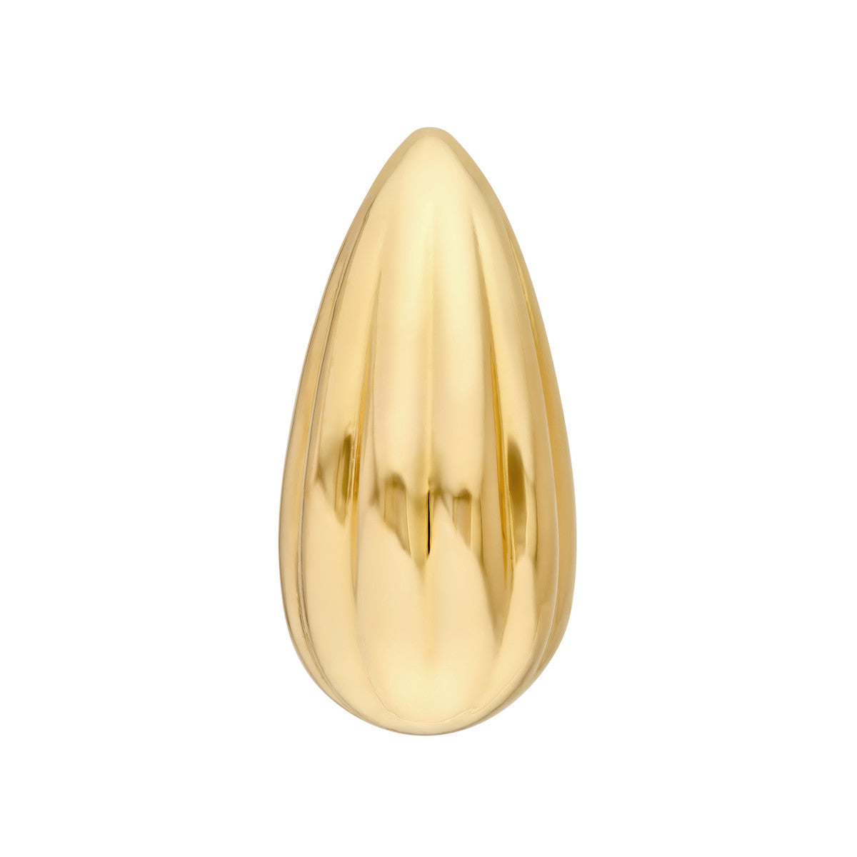 14K Yellow Gold Fluted Teardrop Earrings