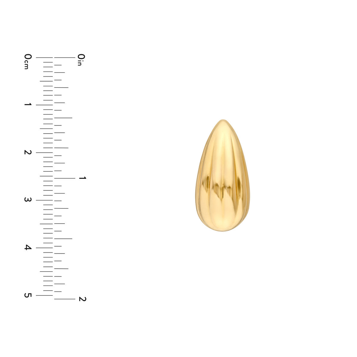 14K Yellow Gold Fluted Teardrop Earrings