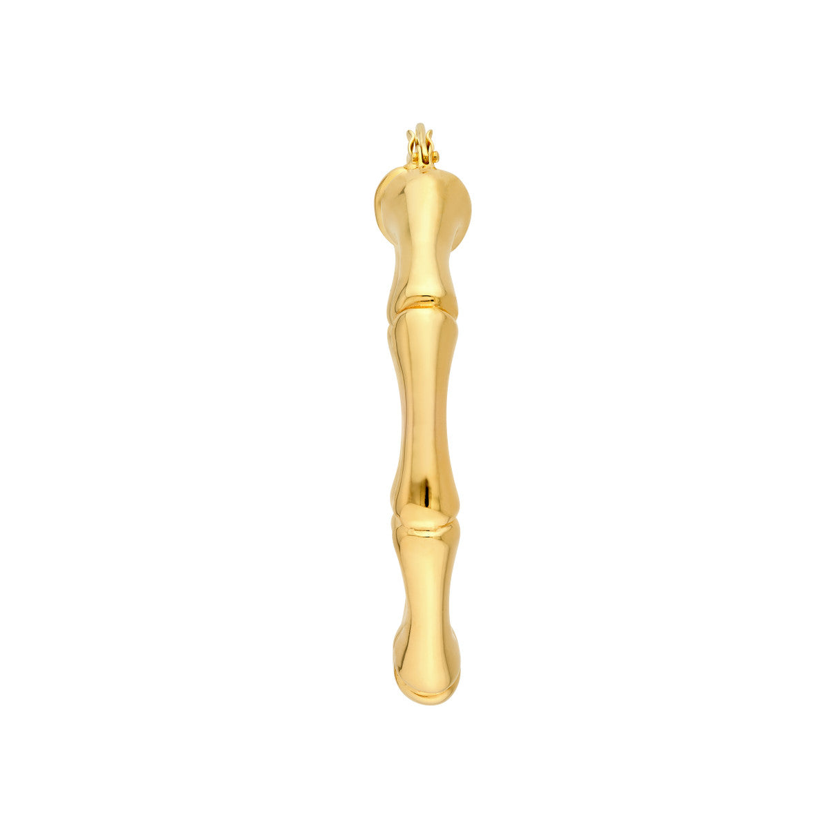 14K Yellow Gold Polished Bamboo Round Hoop Earrings