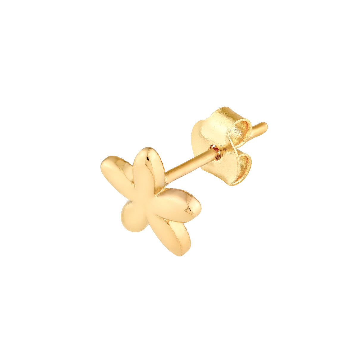 14K Yellow Gold Polished Flower Stud Earrings