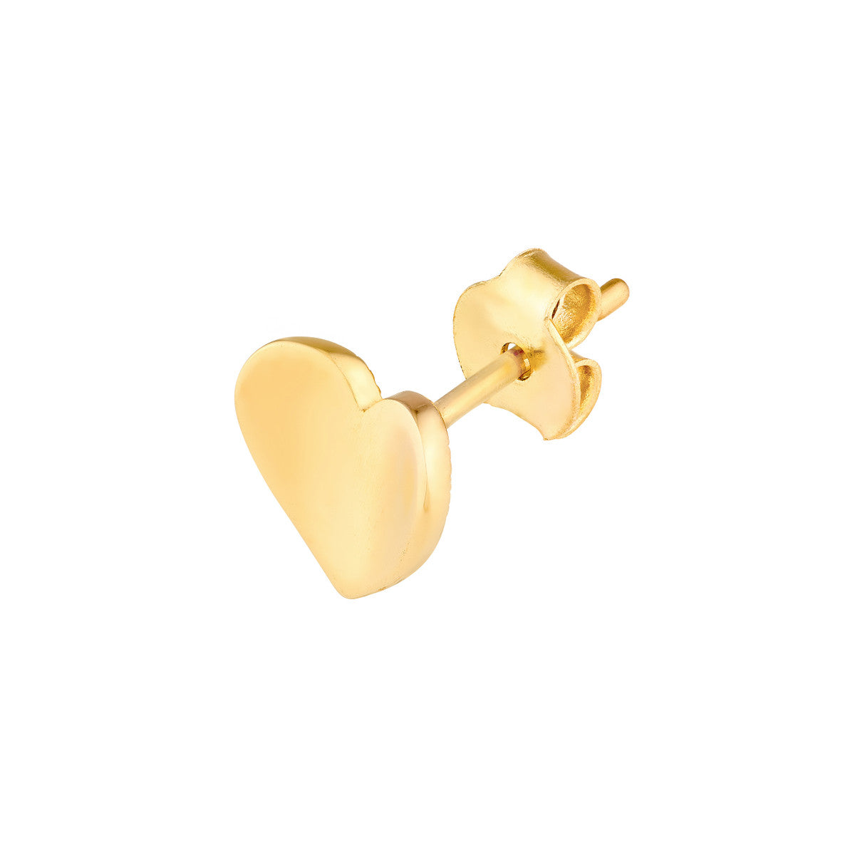 14K Yellow Gold Wavy Heart Stud Earrings