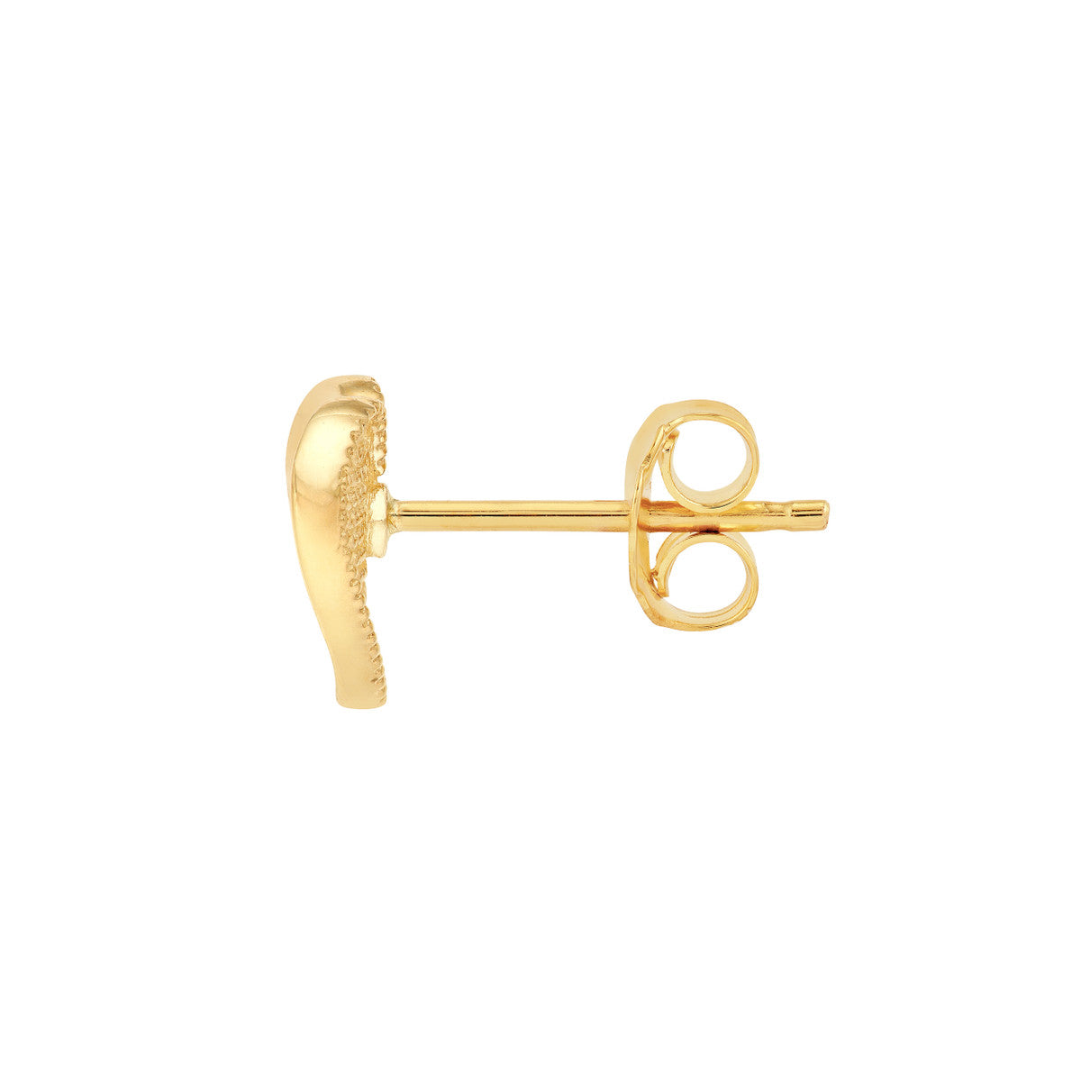 14K Yellow Gold Wavy Heart Stud Earrings