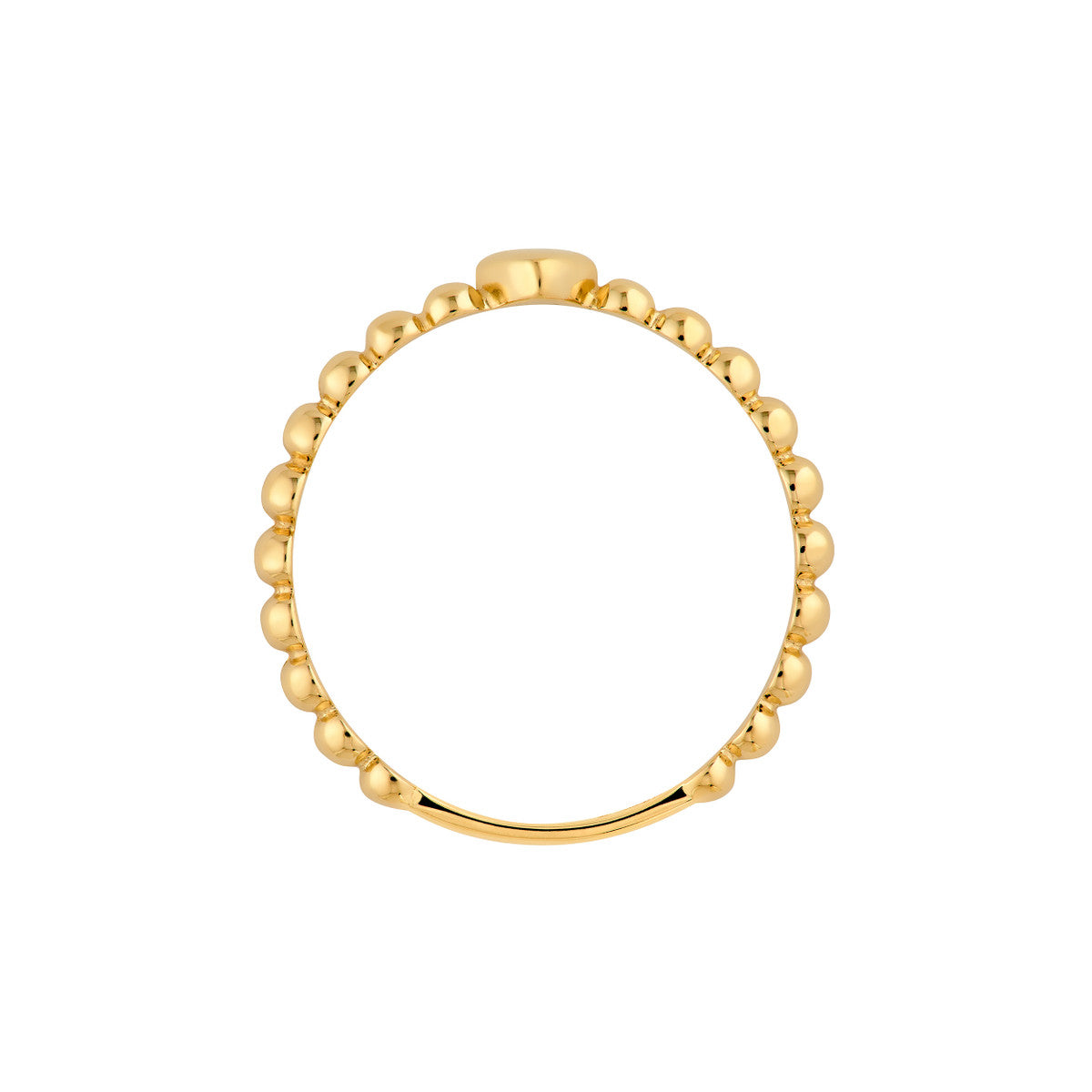 14K Yellow Gold Heart Beaded Band Ring
