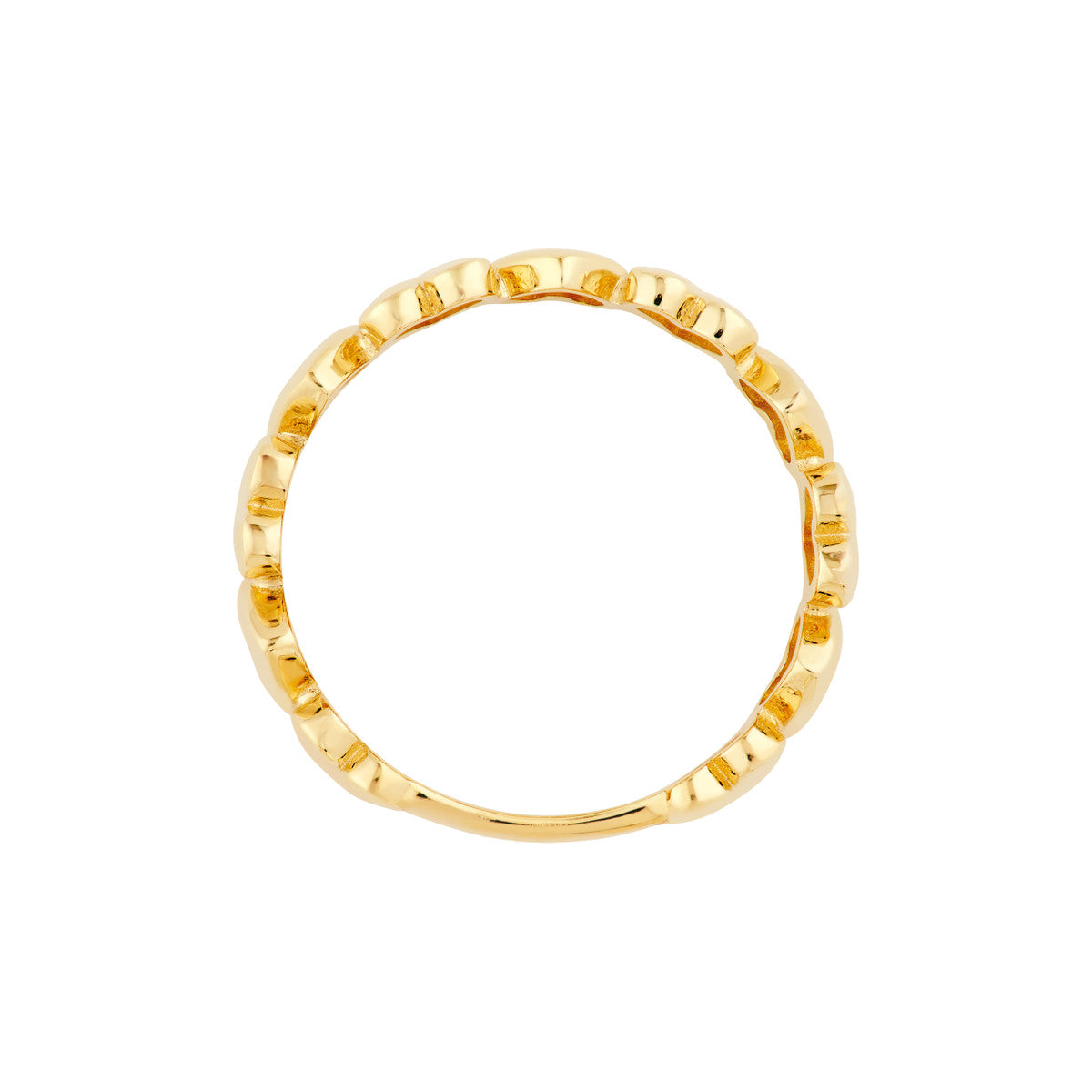 14K Yellow Gold Alternating Hearts Band