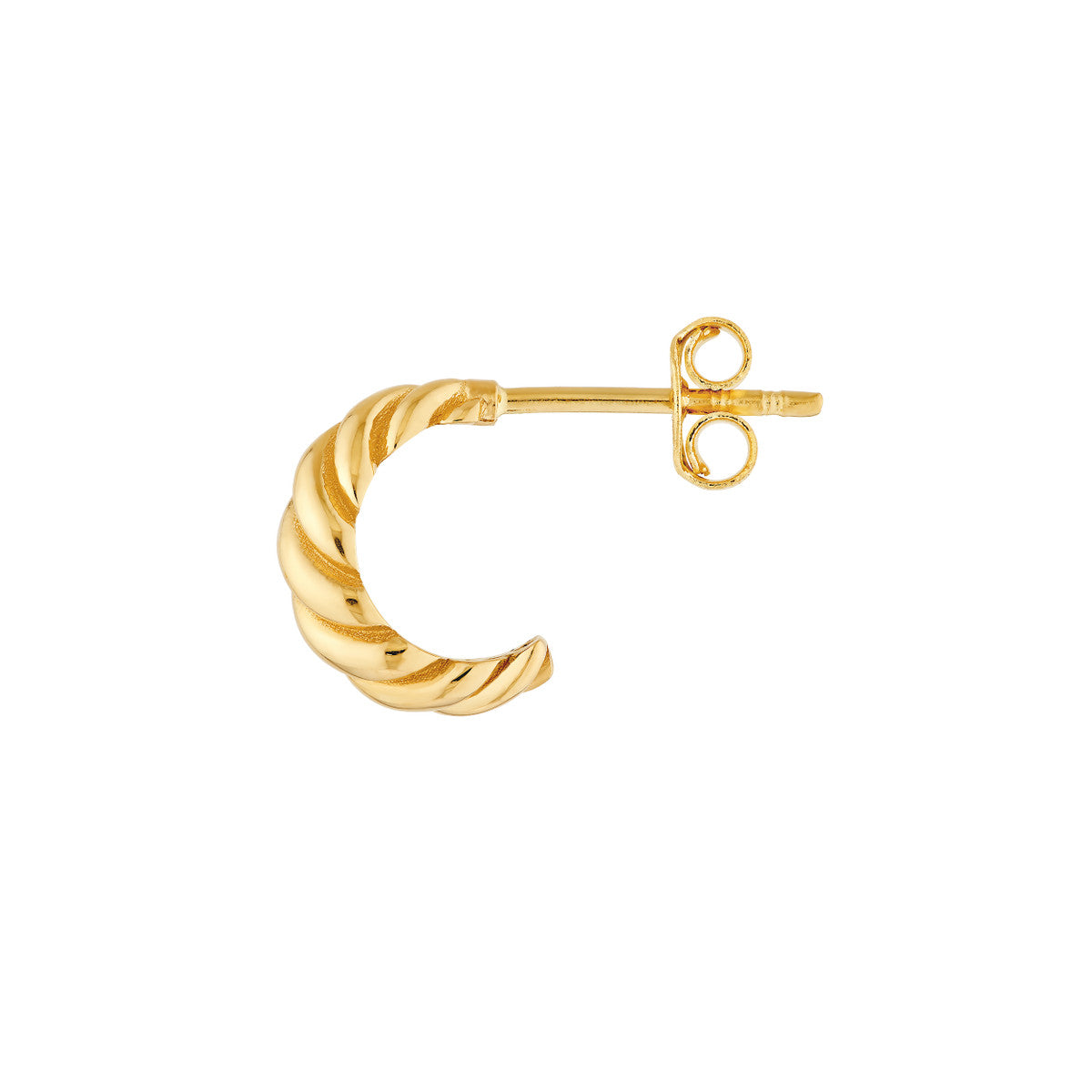 14K Yellow Gold Shrimp Open Hoop Earrings