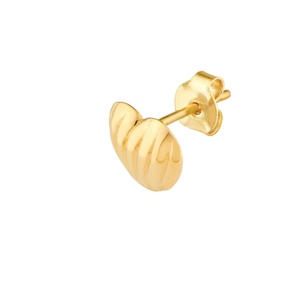 14K Yellow Gold Fluted Heart Earrings