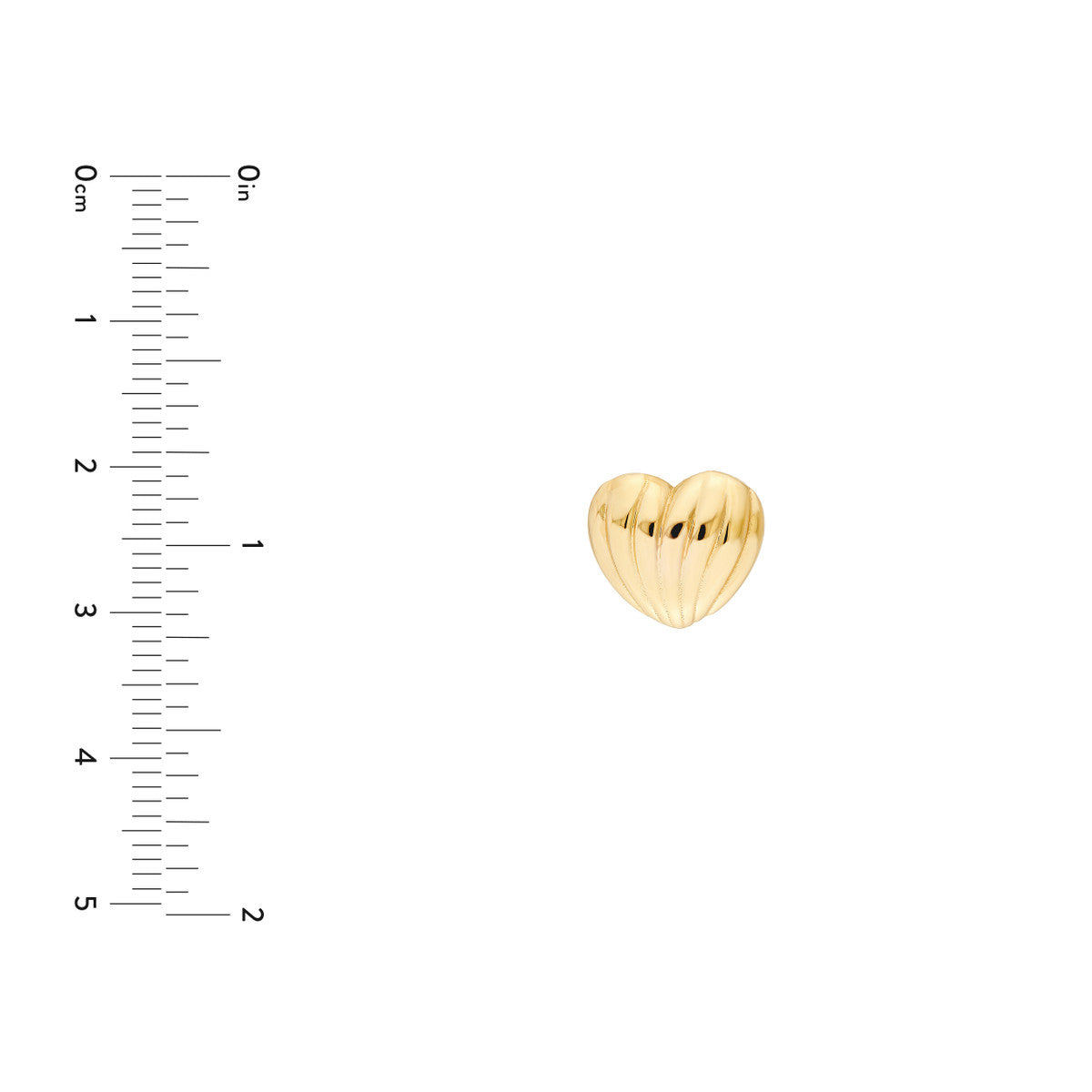 14K Yellow Gold Fluted Heart Earrings