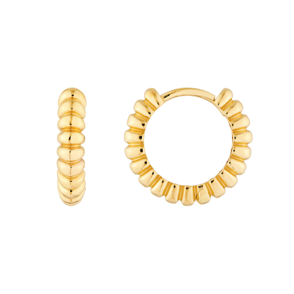 14K Yellow Gold Rope Round Hoop Earrings