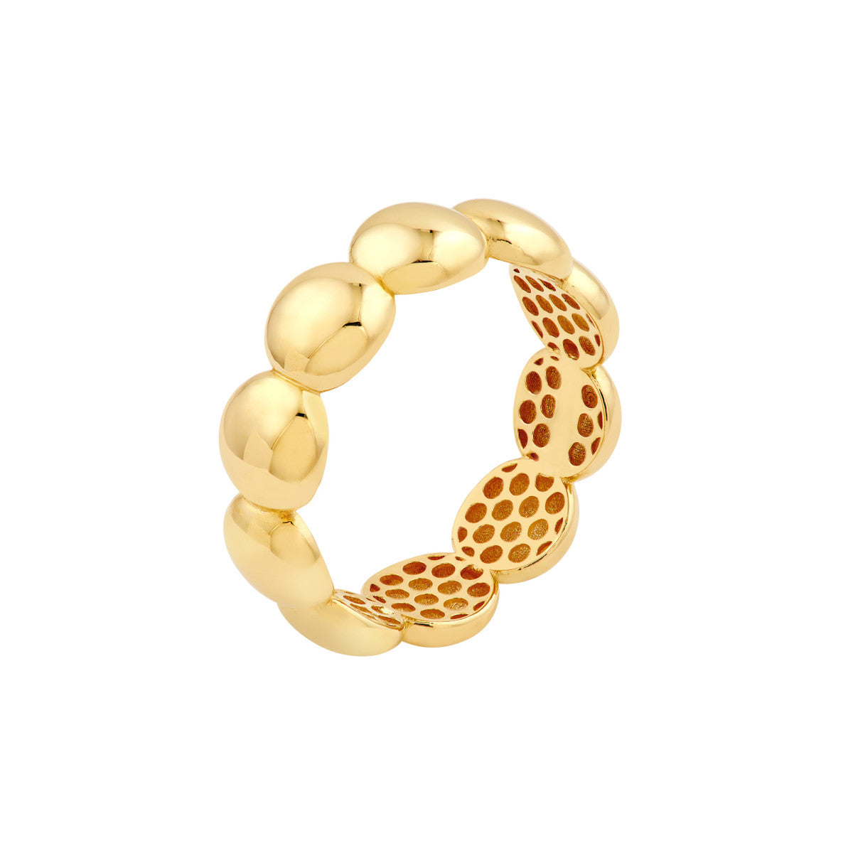 14K Yellow Gold Large Puffy Bead Band