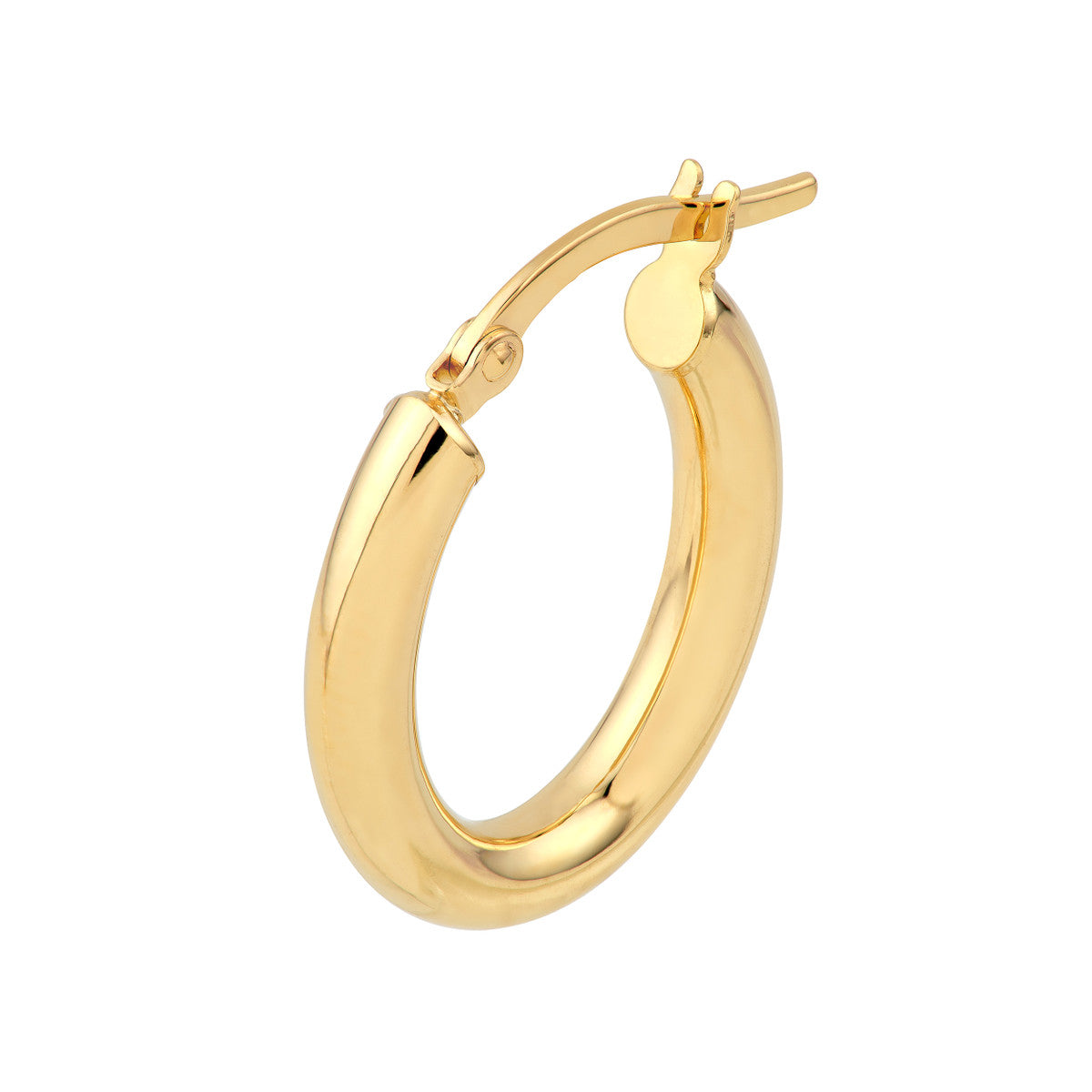 14K Yellow Gold 3.00mm Polished Oval Tube Hoop Earrings