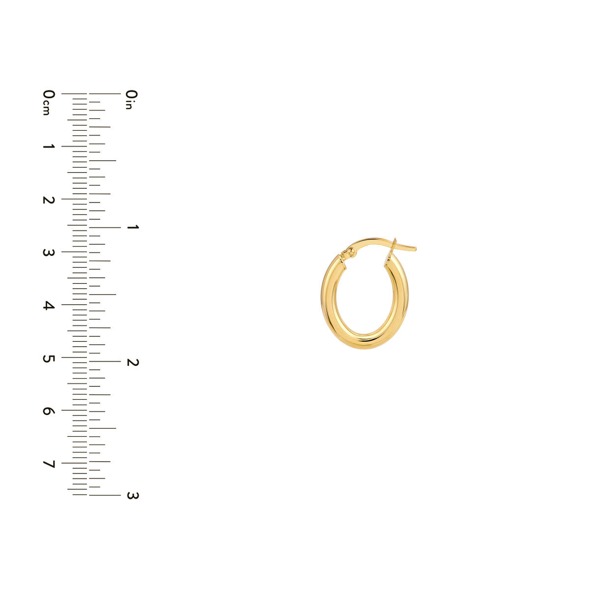 14K Yellow Gold 3.00mm Polished Oval Tube Hoop Earrings