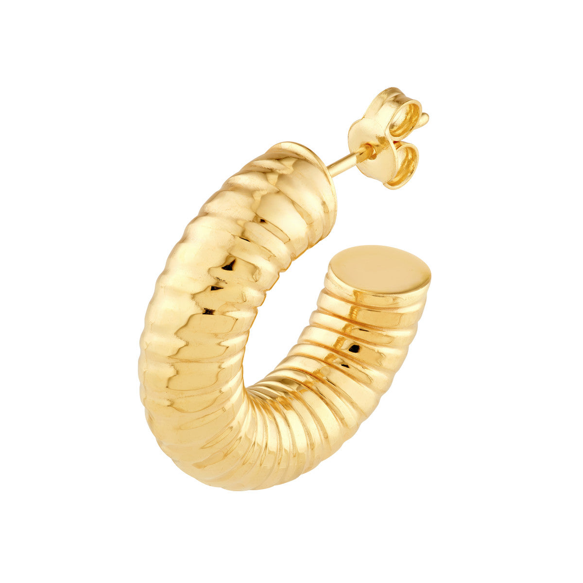 14K Yellow Gold 10.00mm ID Hammered Round Hoop Earrings