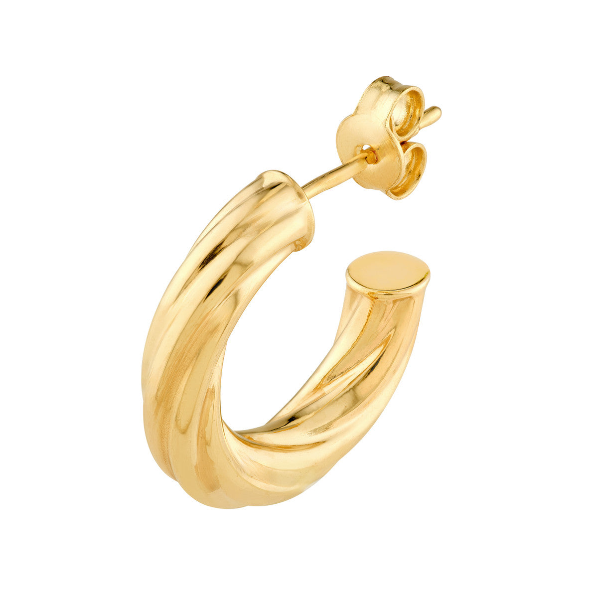 14K Yellow Gold 10.00mm ID Twisted Open Hoop Earrings