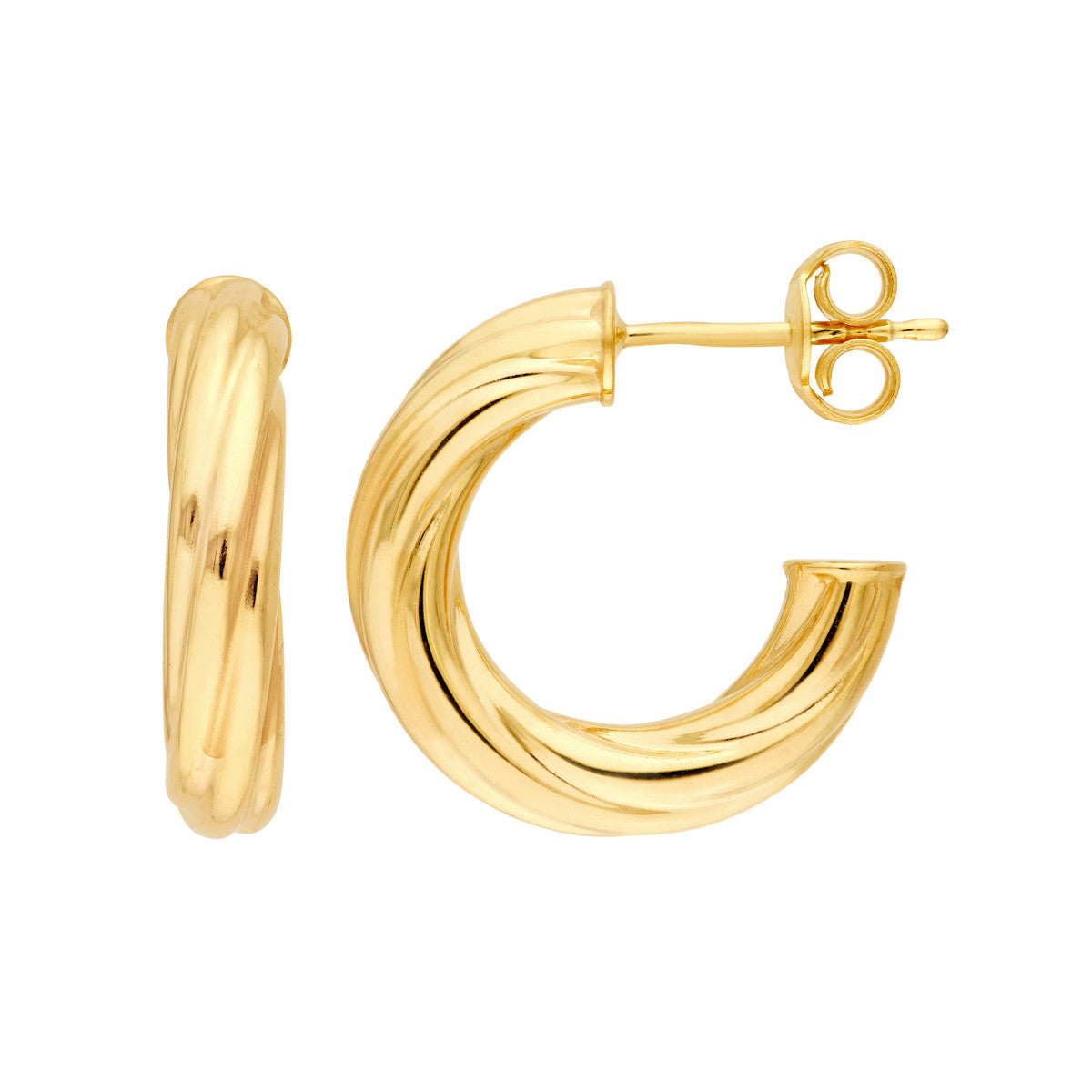 14K Yellow Gold 10.00mm ID Twisted Open Hoop Earrings