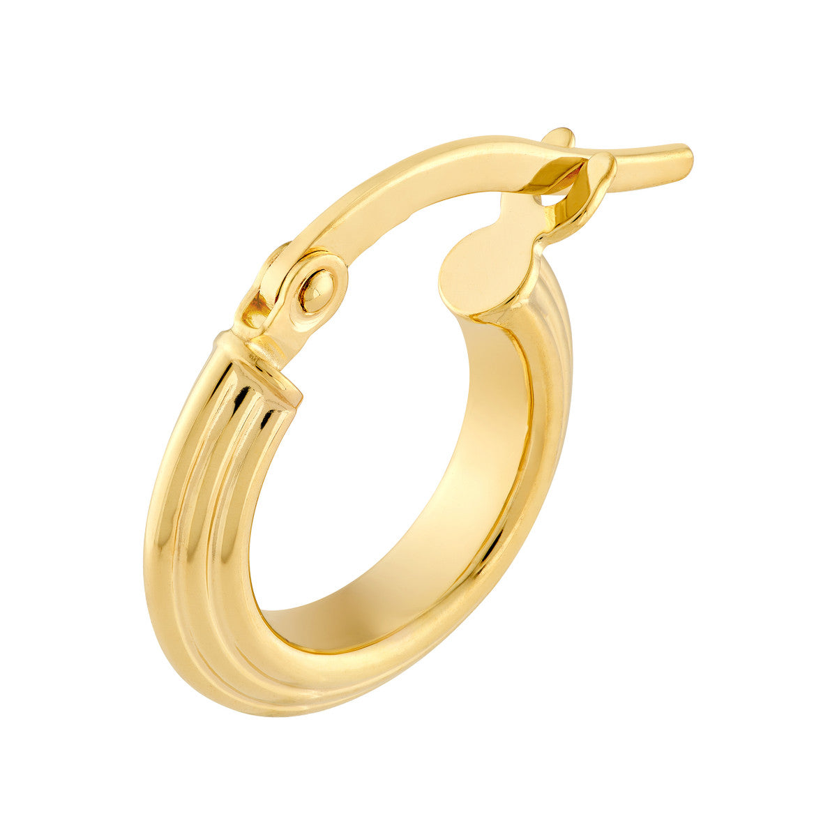 14K Yellow Gold 8.00mm Triangle Tube Hammered Round Hoop Earrings Birmingham Jewelry Earrings Birmingham Jewelry 