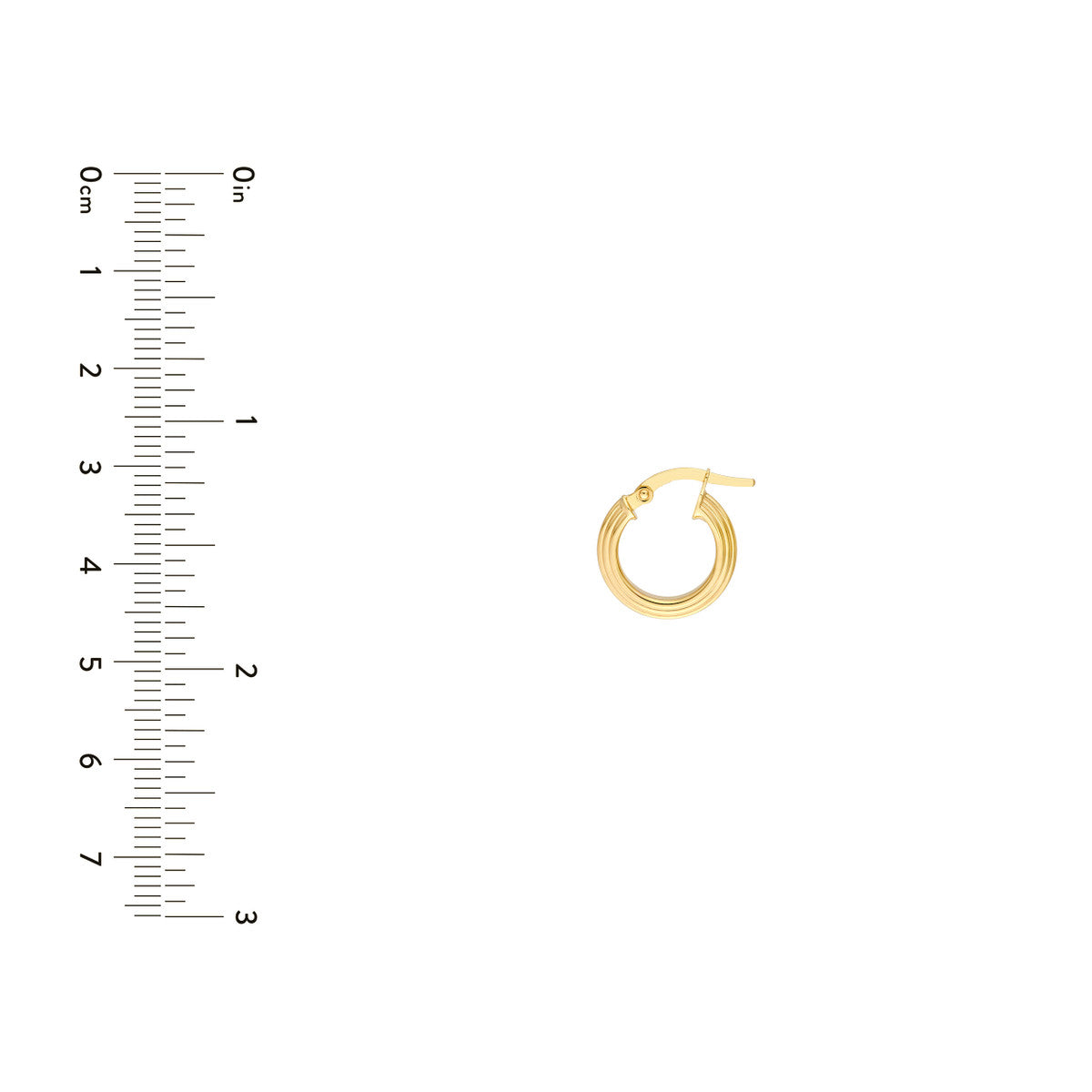 14K Yellow Gold 10.00mm Triangle Tube Hammered Round Hoop Earrings