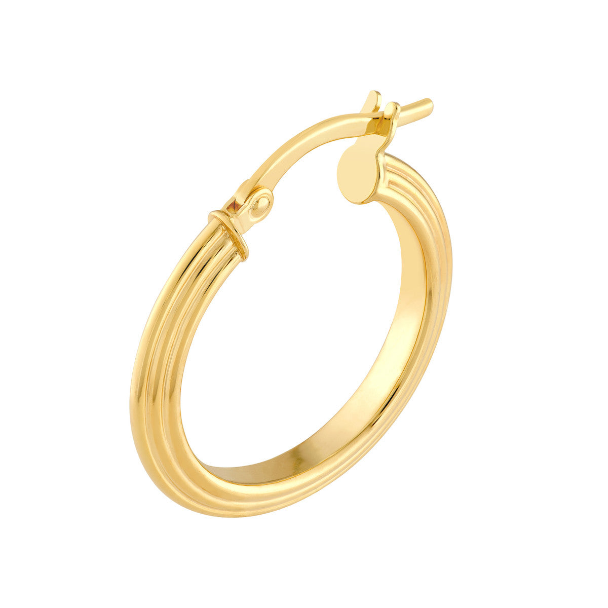 14K Yellow Gold 15.00mm Triangle Tube Hammered Round Hoop Earrings Birmingham Jewelry Earrings Birmingham Jewelry 