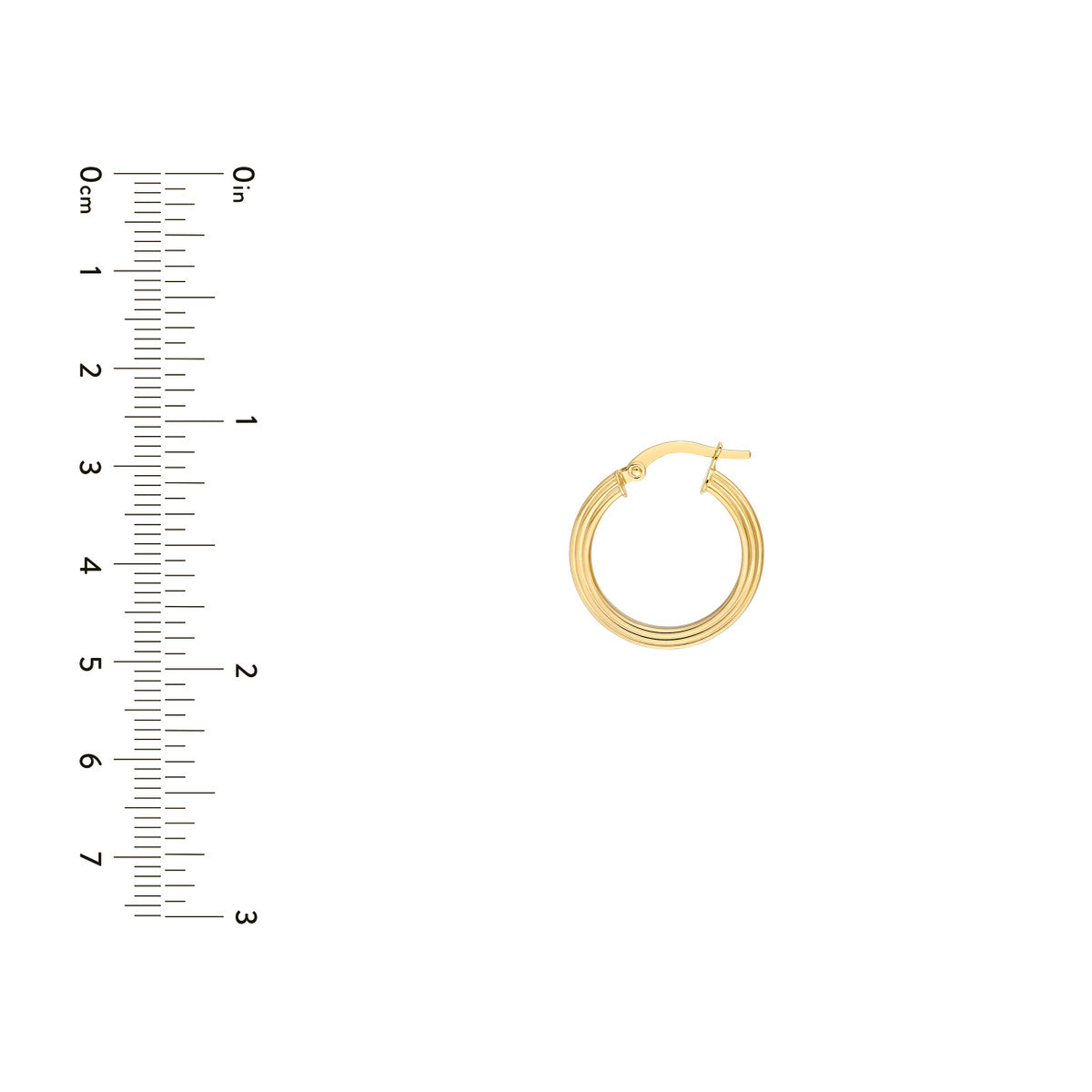 14K Yellow Gold 15.00mm Triangle Tube Hammered Round Hoop Earrings Birmingham Jewelry Earrings Birmingham Jewelry 