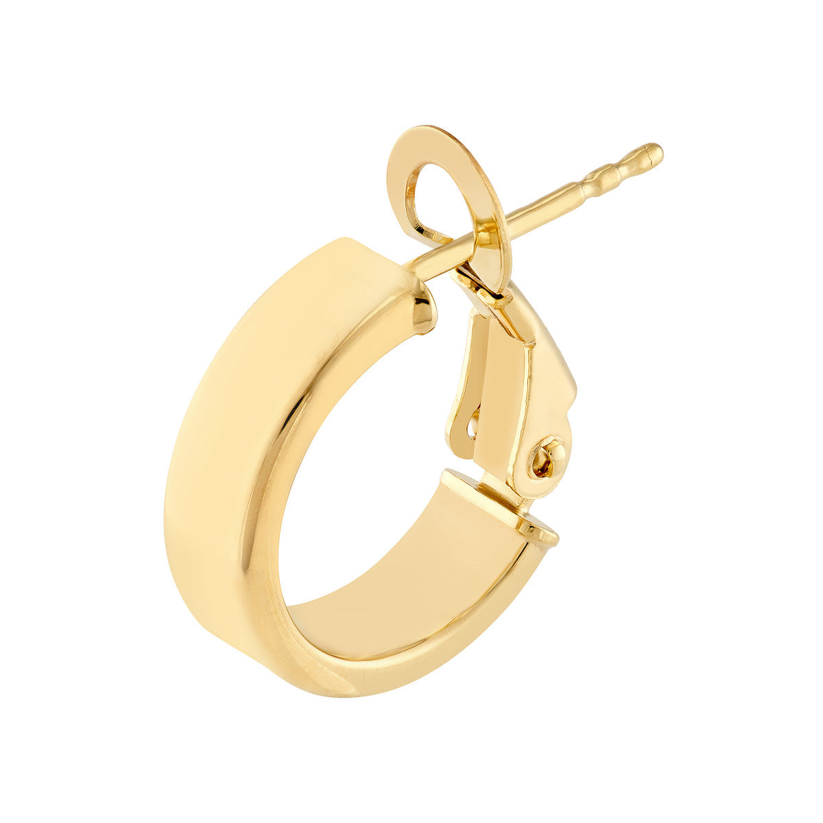 14K Yellow Gold 10.00mm Rectangle Tube Round Hoop Earrings