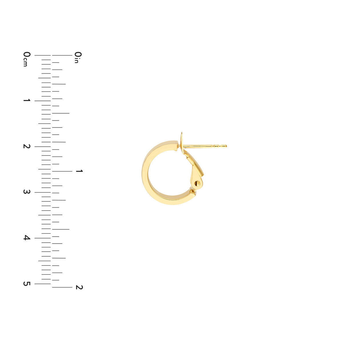 14K Yellow Gold 10.00mm Rectangle Tube Round Hoop Earrings